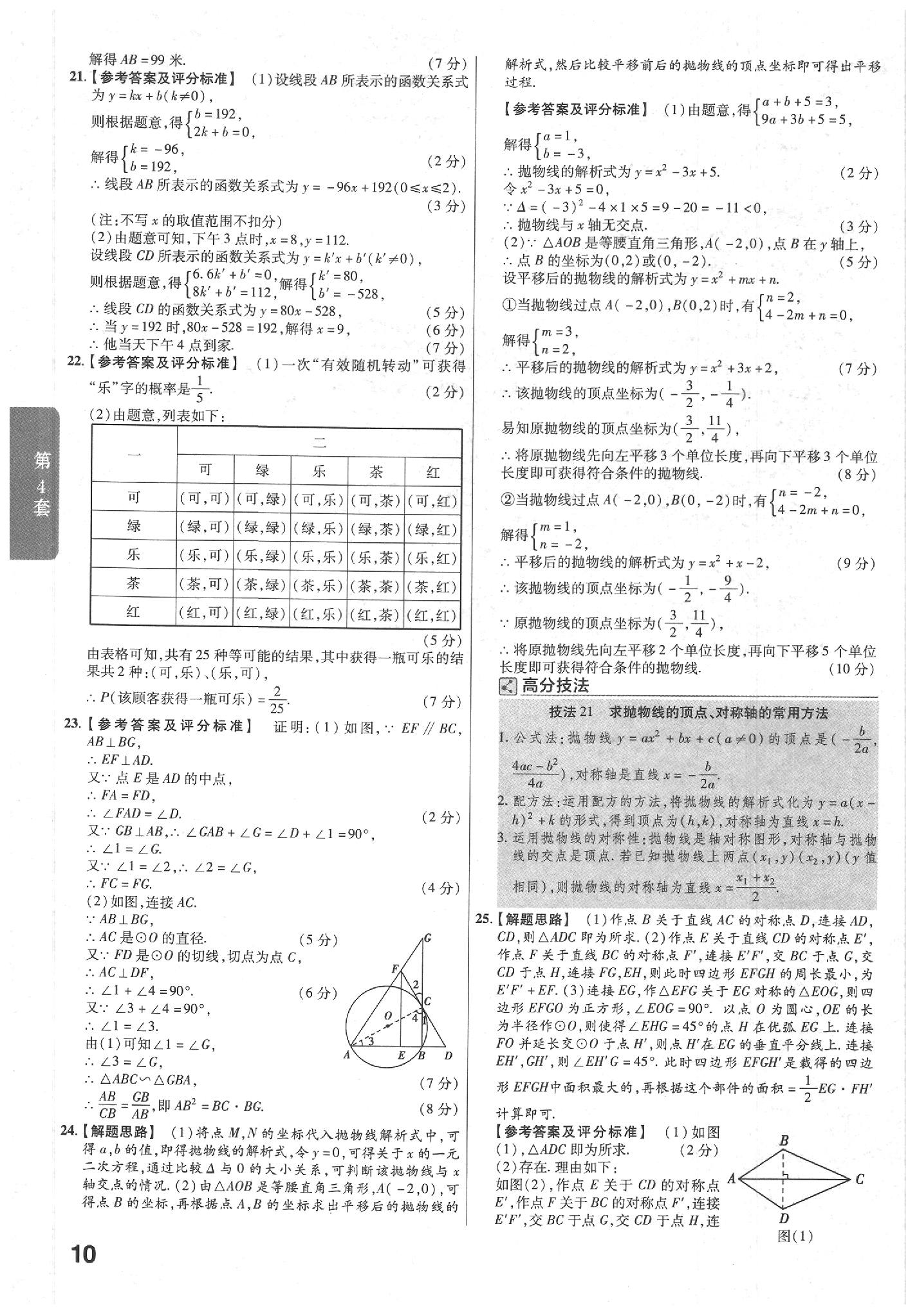 2020年金考卷陜西中考45套匯編數(shù)學(xué) 參考答案第10頁