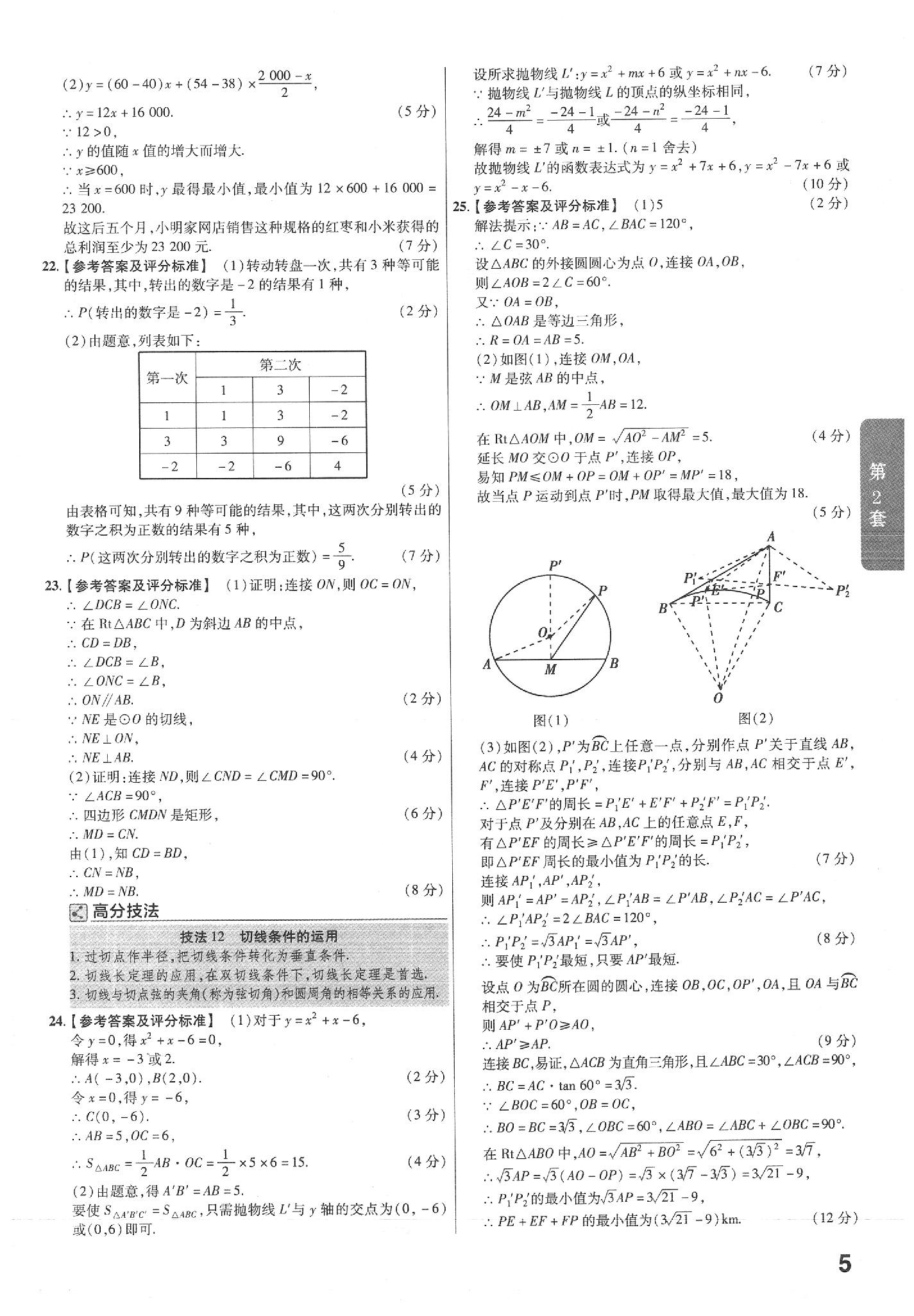 2020年金考卷陜西中考45套匯編數(shù)學 參考答案第5頁