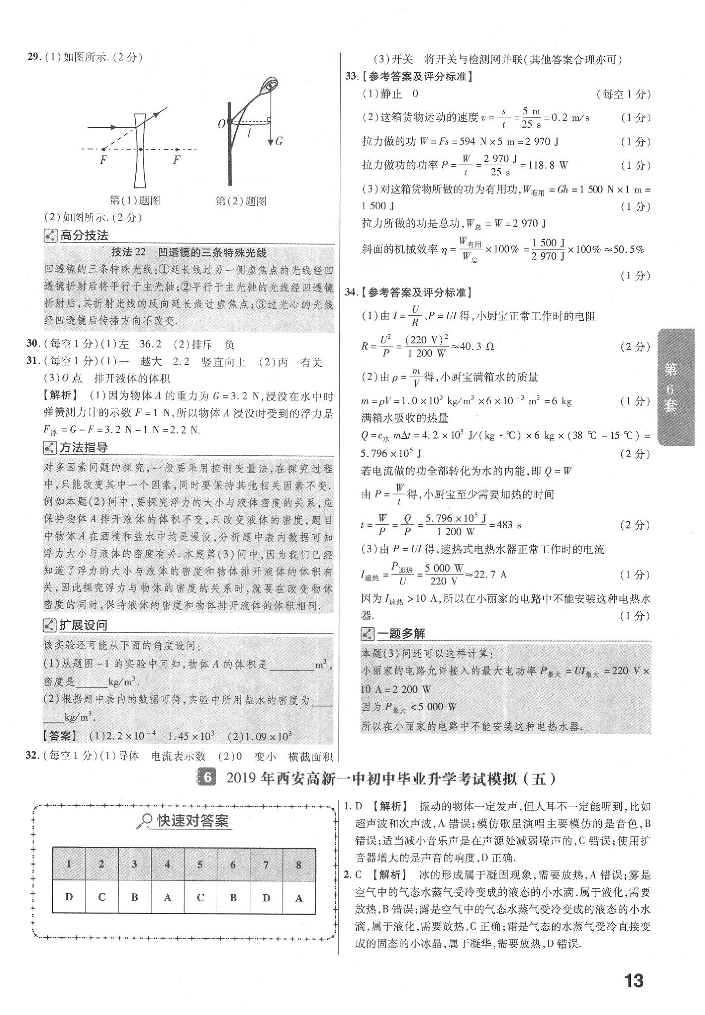 2020年金考卷陜西中考45套匯編物理 參考答案第13頁(yè)
