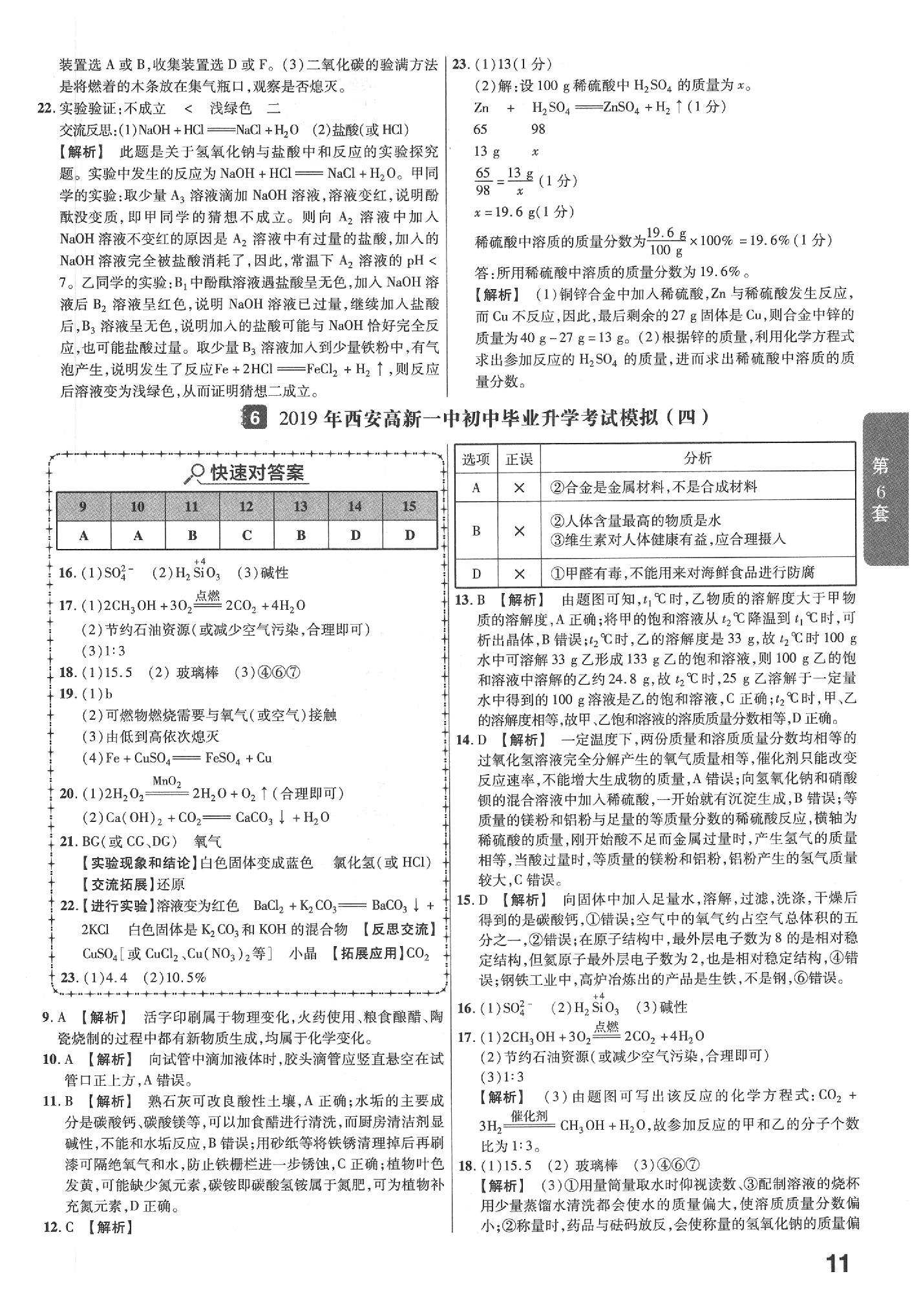 2020年金考卷陜西中考45套匯編化學(xué) 參考答案第11頁(yè)