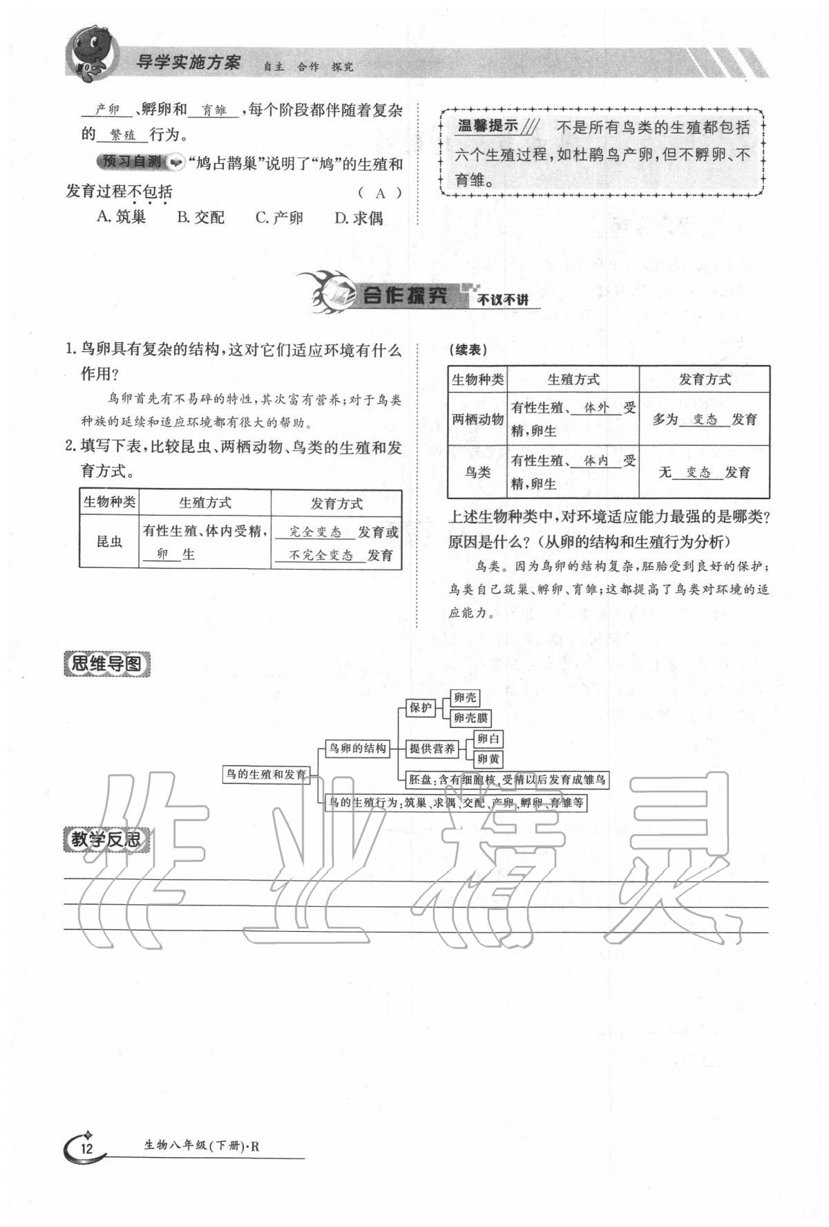 2020年三段六步導學案八年級生物下冊人教版 第12頁