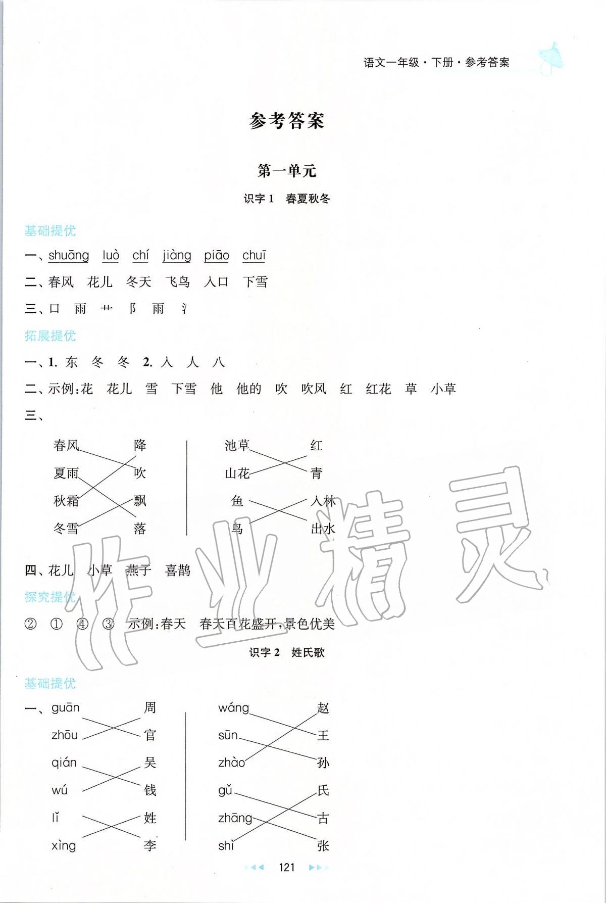 2020年金鑰匙提優(yōu)訓(xùn)練課課練一年級(jí)語(yǔ)文下冊(cè)人教版 第1頁(yè)