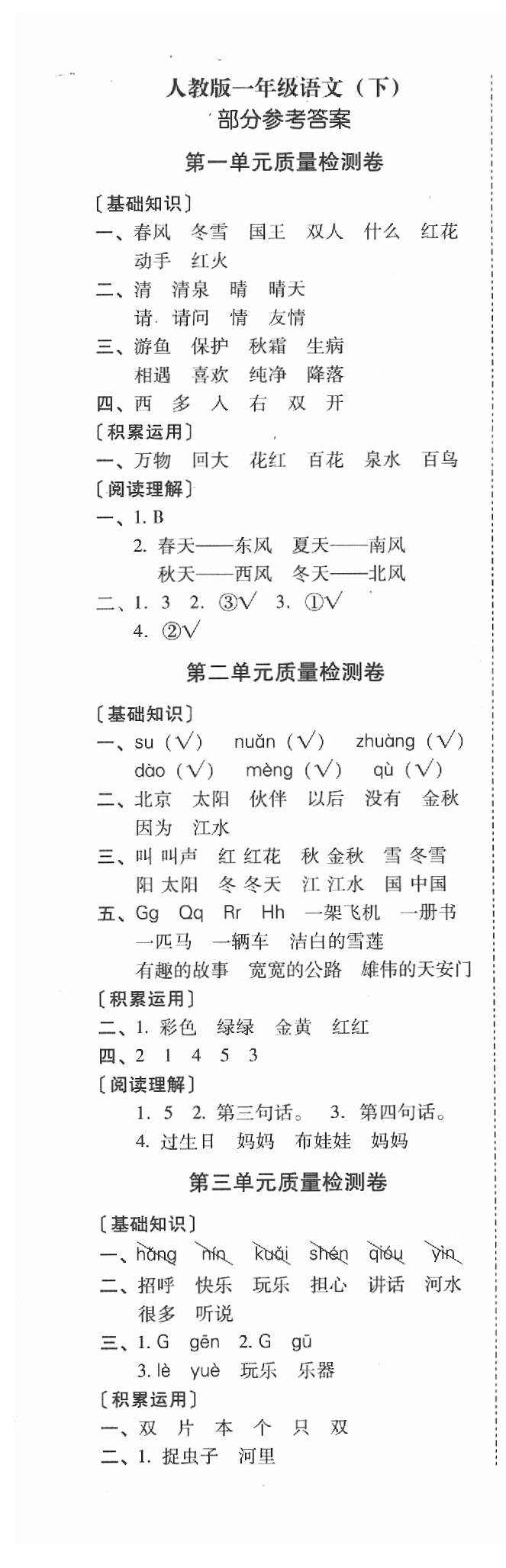 2020年云南师大附小一线名师核心试卷一年级语文下册人教版 第1页