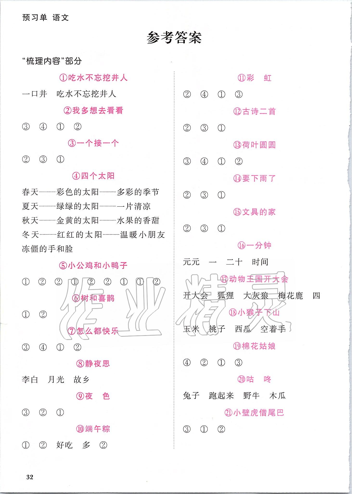 2020年陽光同學課時達標訓練一年級語文下冊人教版浙江專版 第1頁
