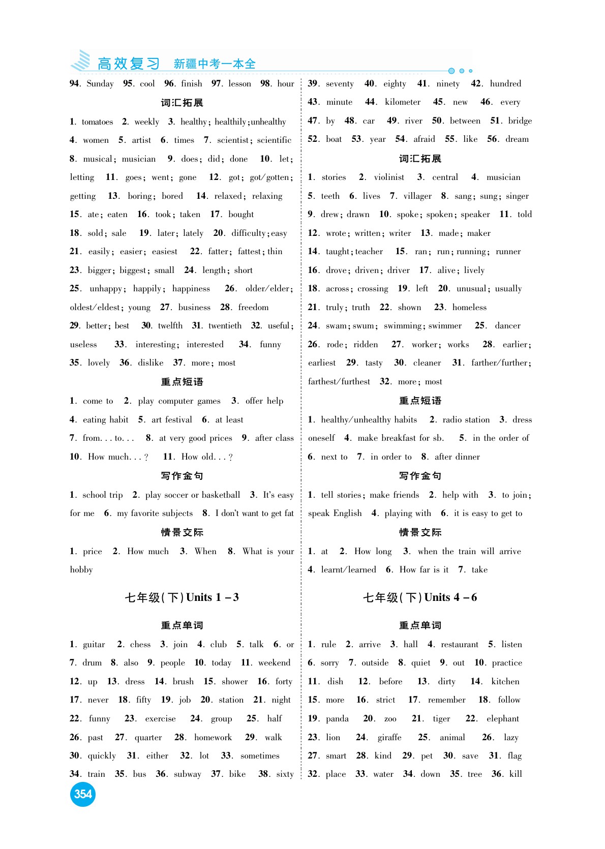 2020高效復(fù)習(xí)新疆中考英語一本全九年級人教版 參考答案第2頁