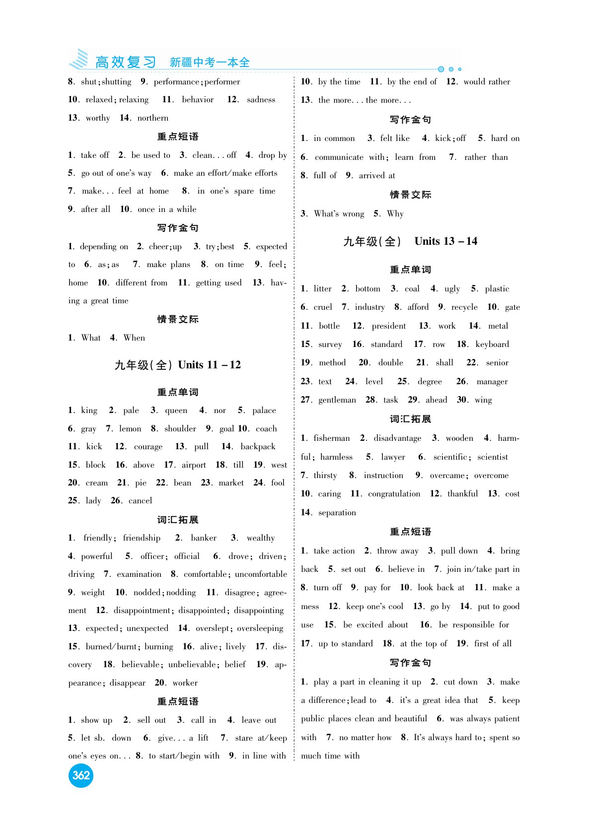 2020高效復(fù)習(xí)新疆中考英語一本全九年級人教版 參考答案第10頁