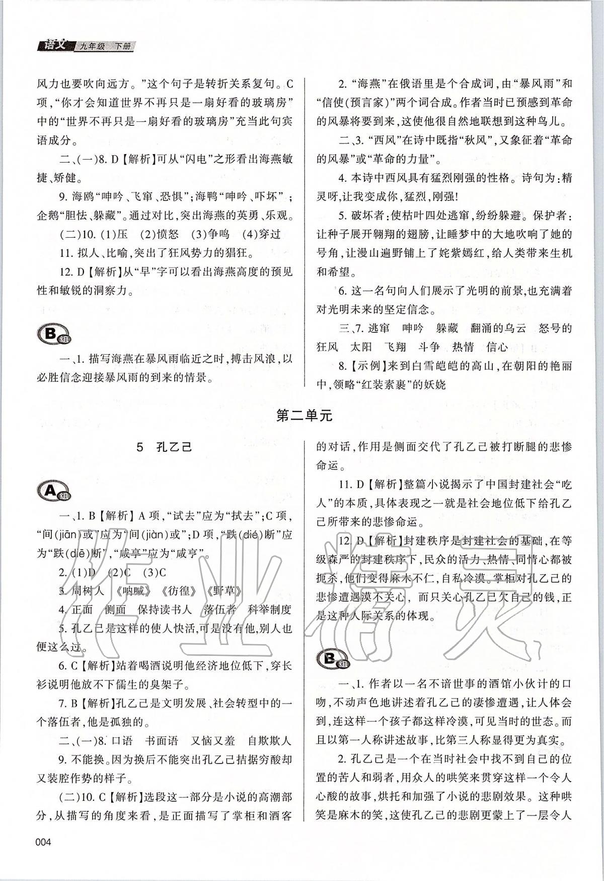 2020年学习质量监测九年级语文下册人教版 第4页