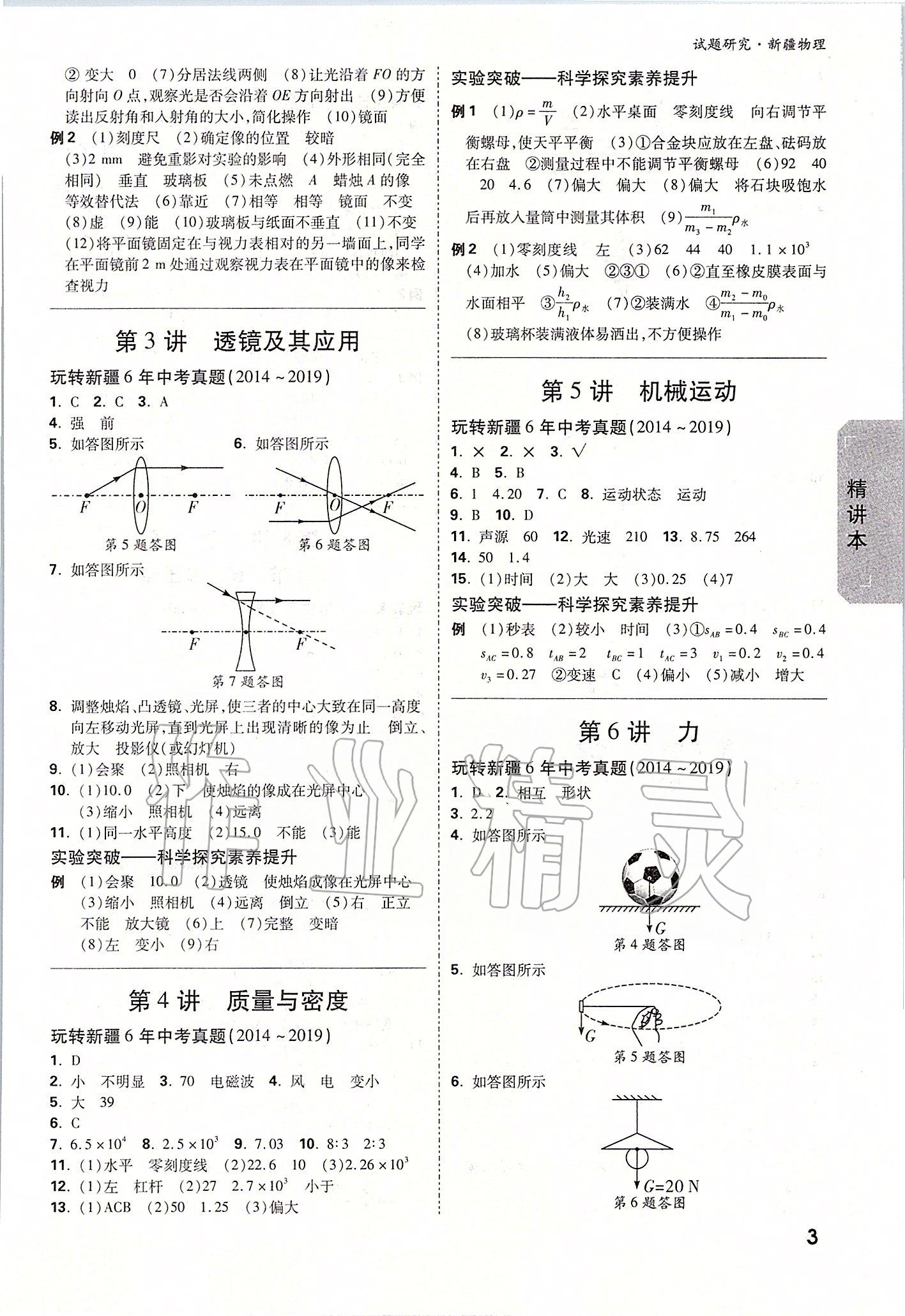 2020年萬唯教育中考試題研究九年級物理新疆專版 參考答案第2頁