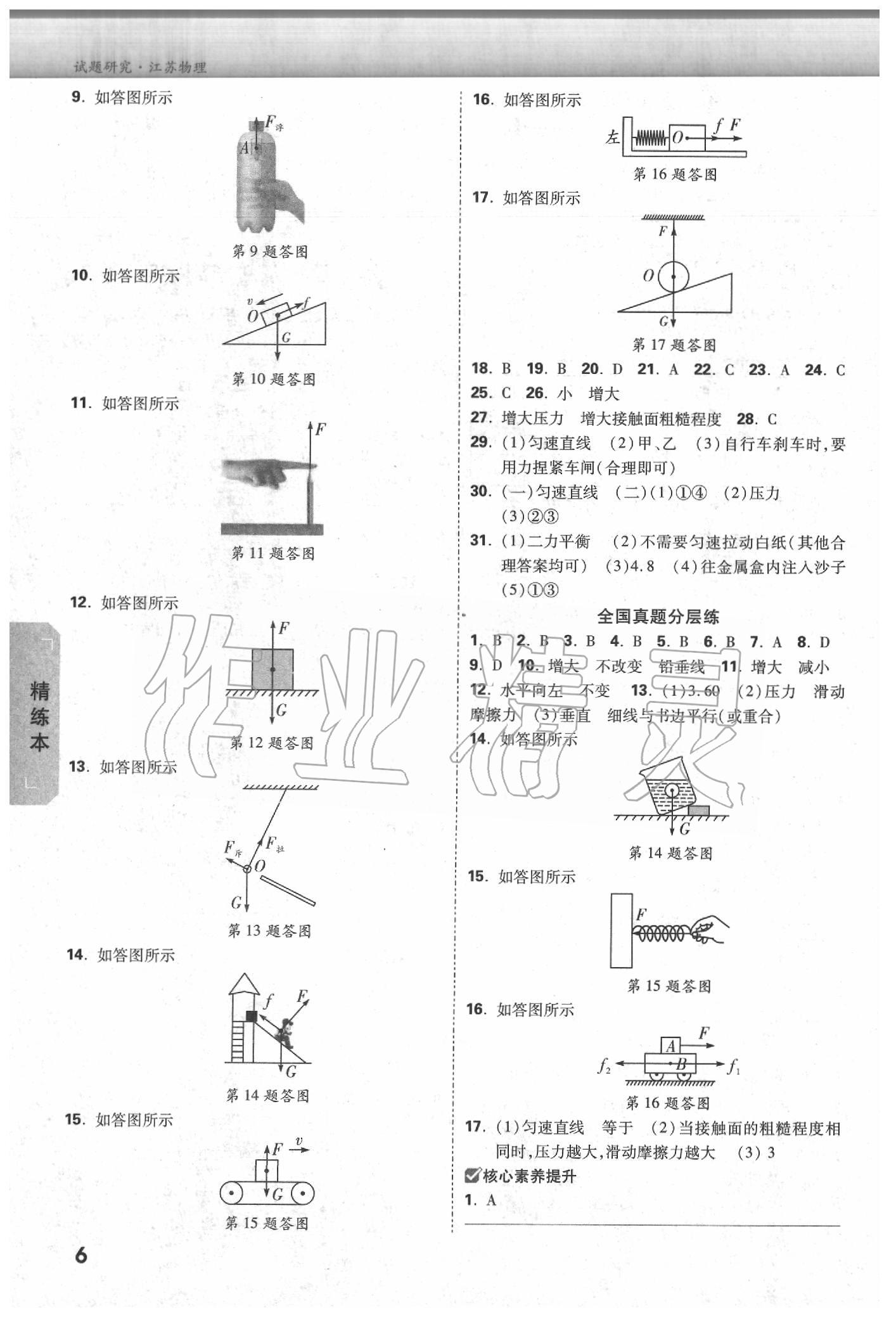 2020年万唯教育中考试题研究物理江苏专版 参考答案第5页