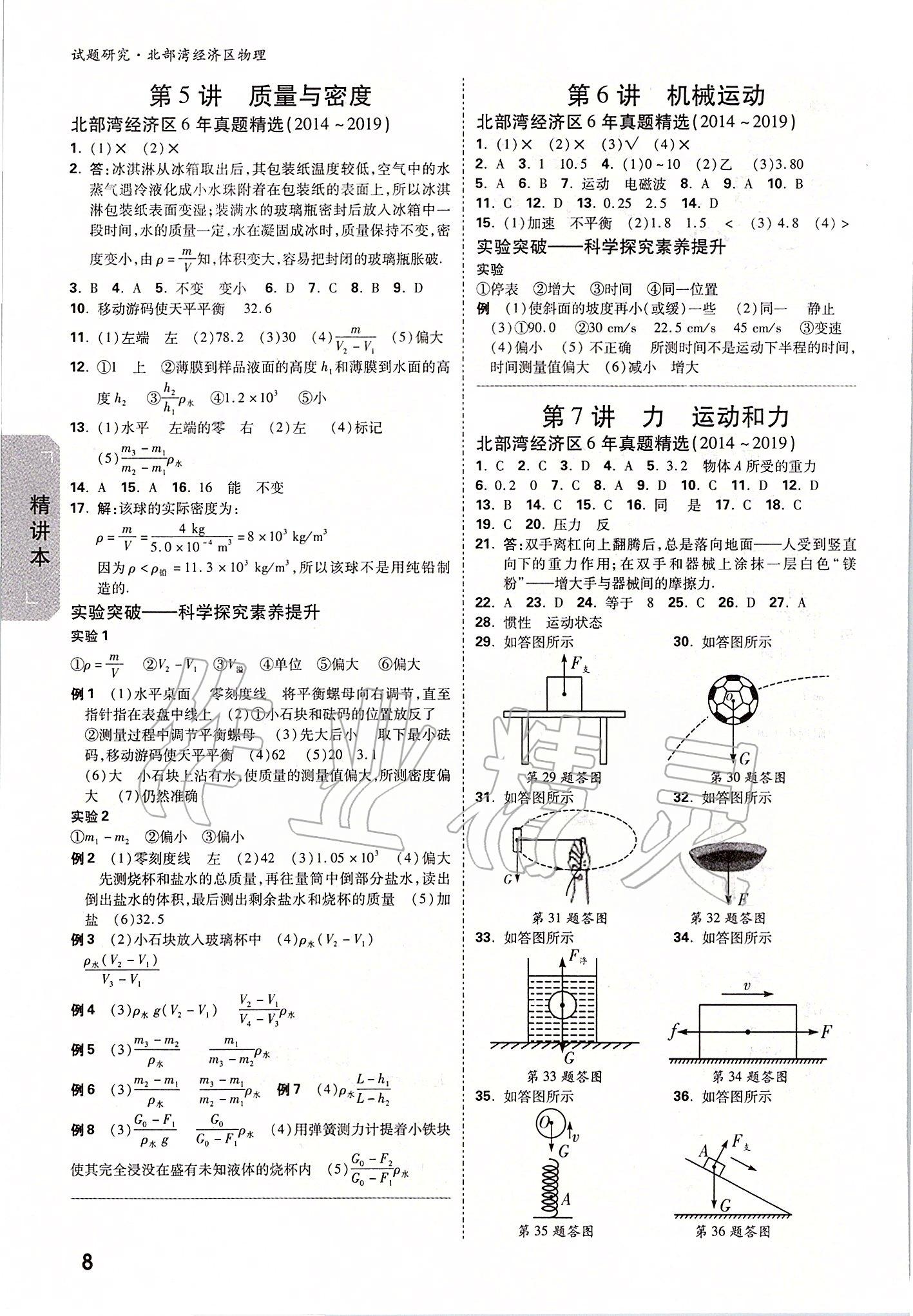 2020年萬唯教育中考試題研究物理 北部灣經(jīng)濟區(qū)專用 參考答案第7頁