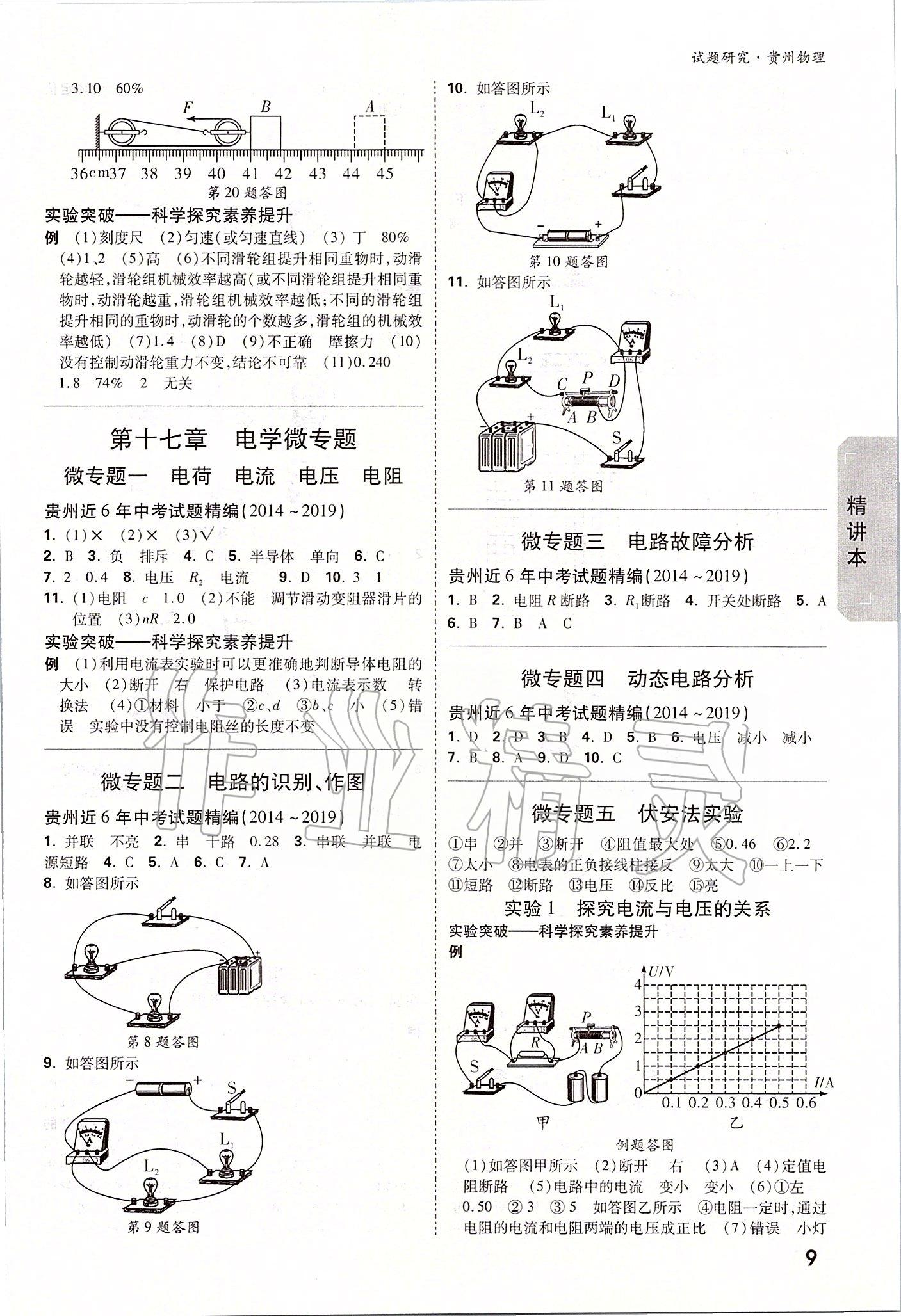 2020年萬(wàn)唯教育中考試題研究九年級(jí)物理貴州專版 參考答案第8頁(yè)