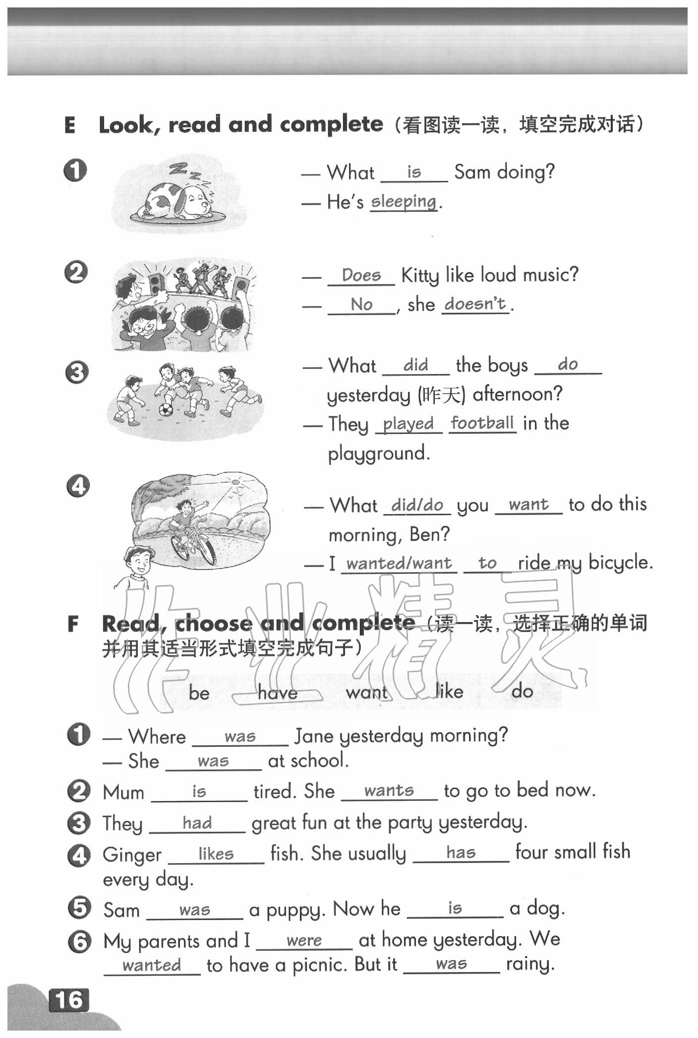 2020年英語練習(xí)部分五年級(jí)第二學(xué)期牛津上海版 參考答案第16頁