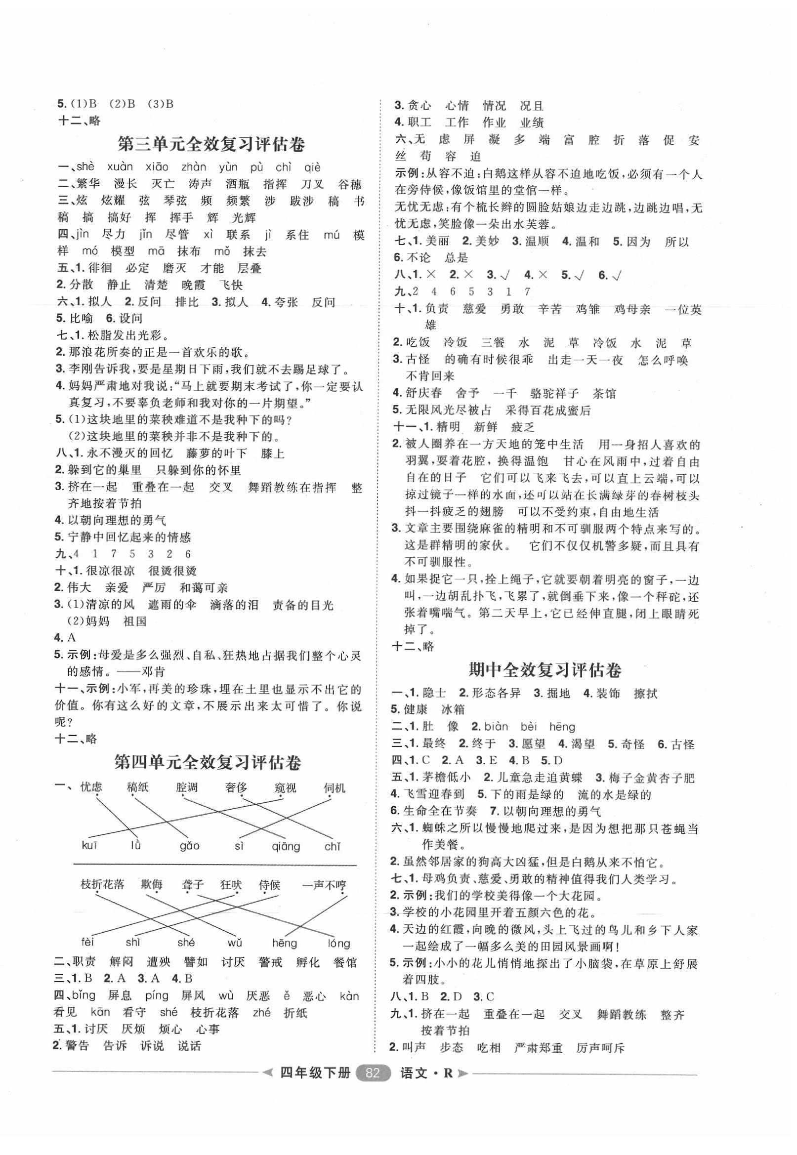 2020年陽(yáng)光計(jì)劃第二步單元期末復(fù)習(xí)與評(píng)價(jià)四年級(jí)語(yǔ)文下冊(cè)人教版 第2頁(yè)