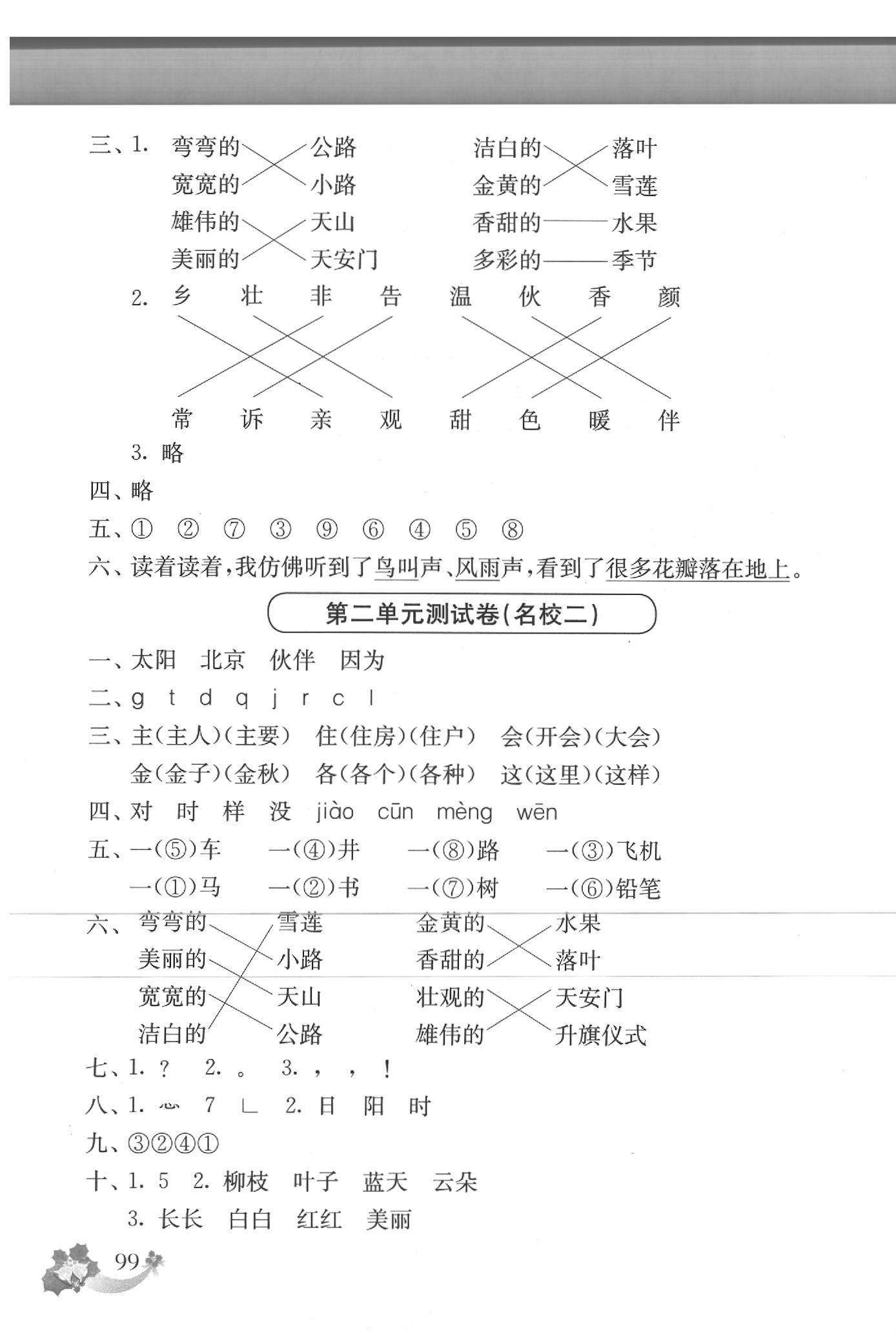 2020年上海名校名卷一年級(jí)語文第二學(xué)期 參考答案第3頁