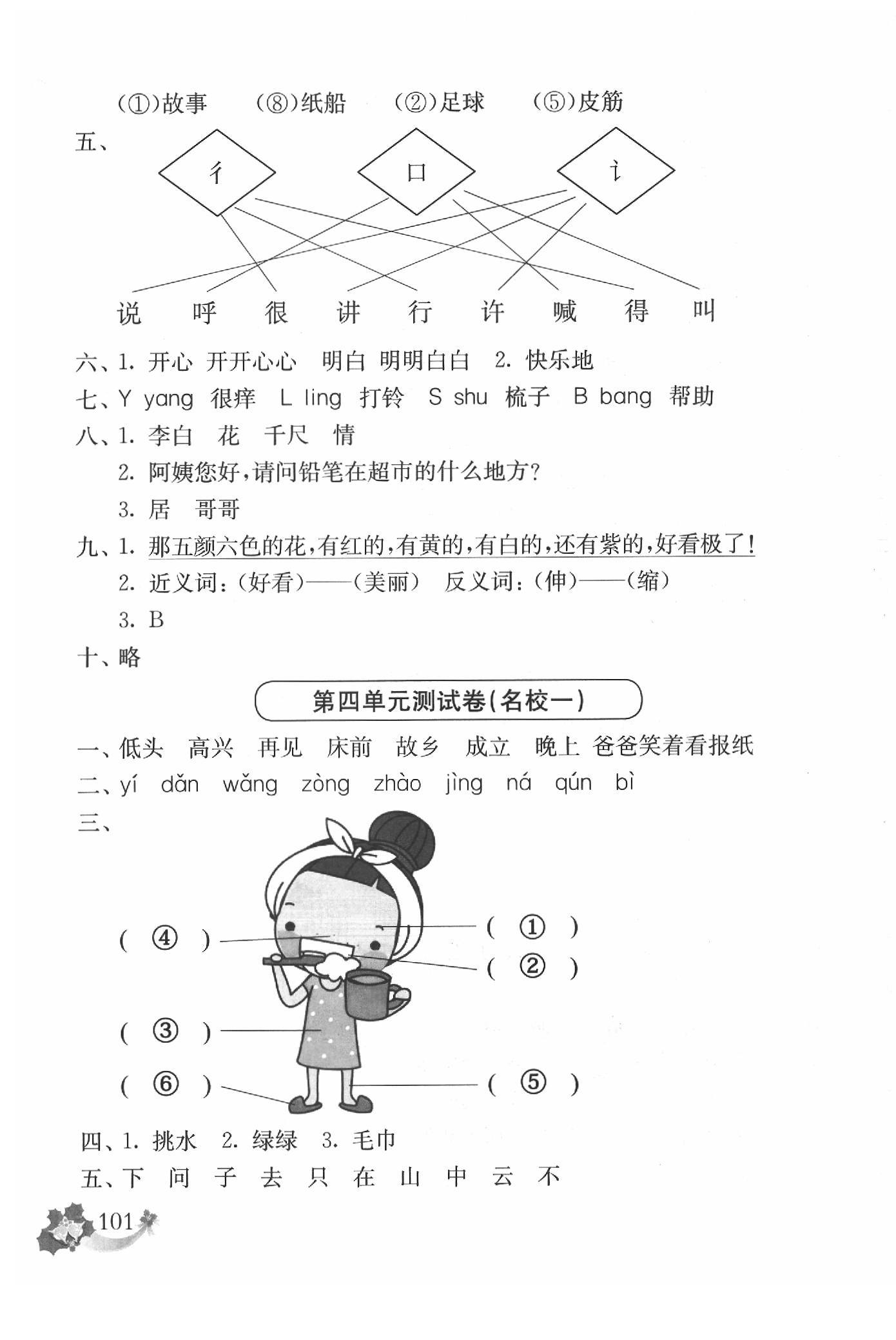 2020年上海名校名卷一年級語文第二學(xué)期 參考答案第5頁