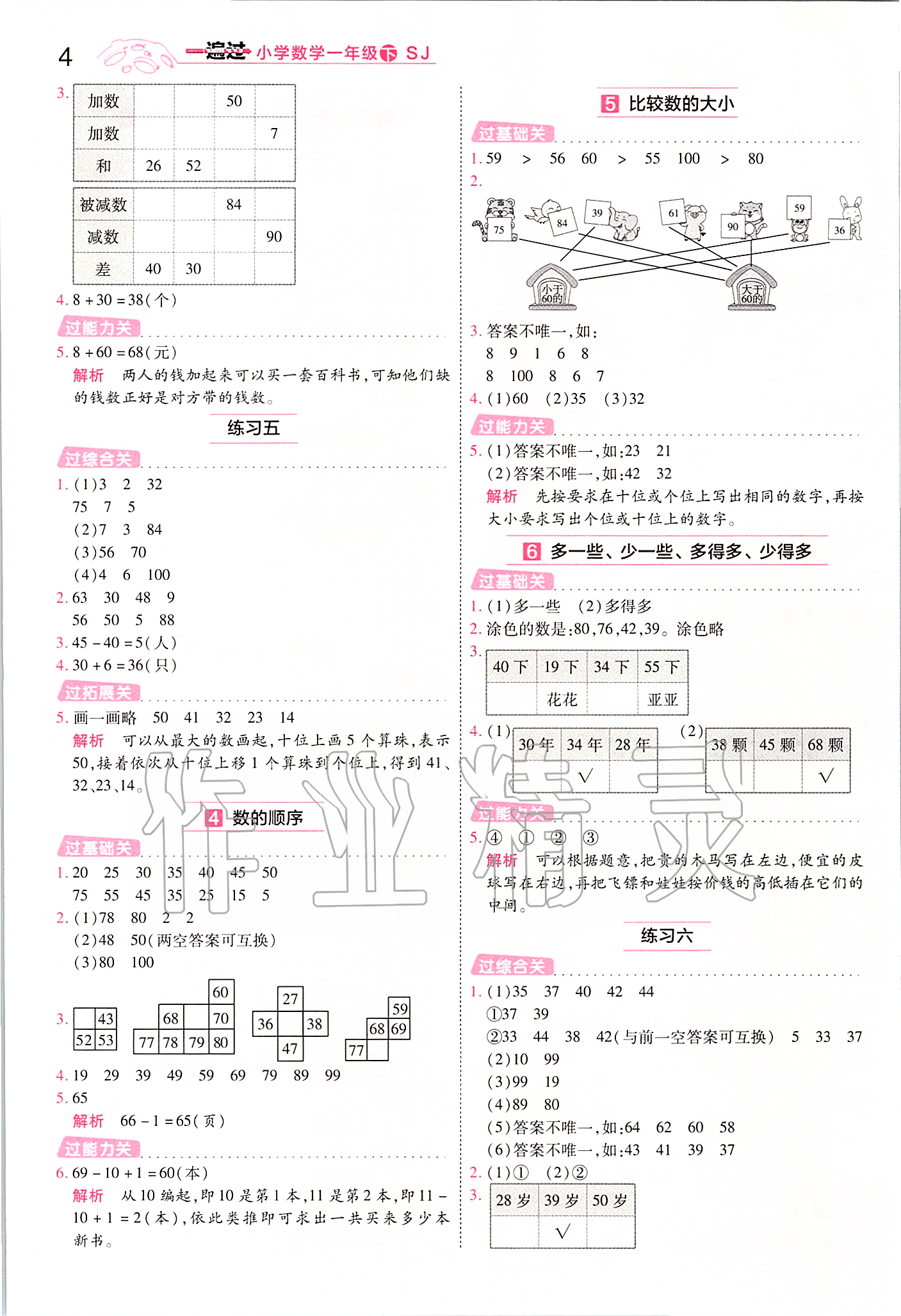 2020年一遍過一年級數(shù)學(xué)下冊蘇教版 第4頁