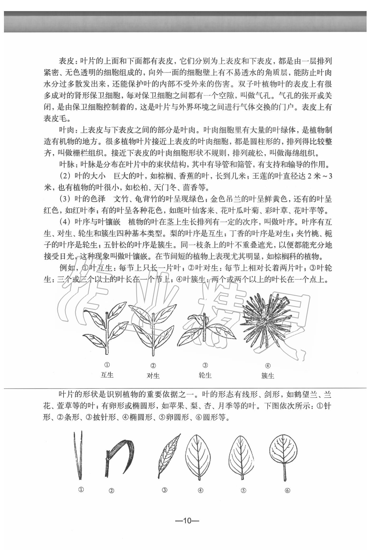 2020年生物練習(xí)部分初中第二冊滬教版 參考答案第10頁