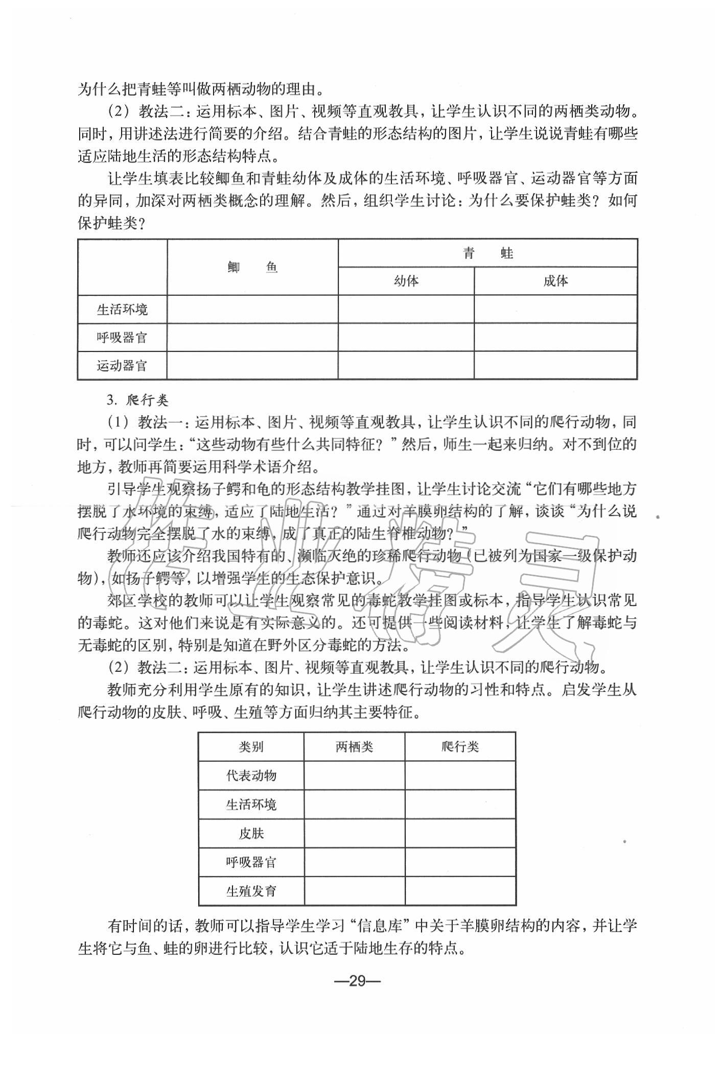 2020年生物練習(xí)部分初中第二冊滬教版 參考答案第29頁