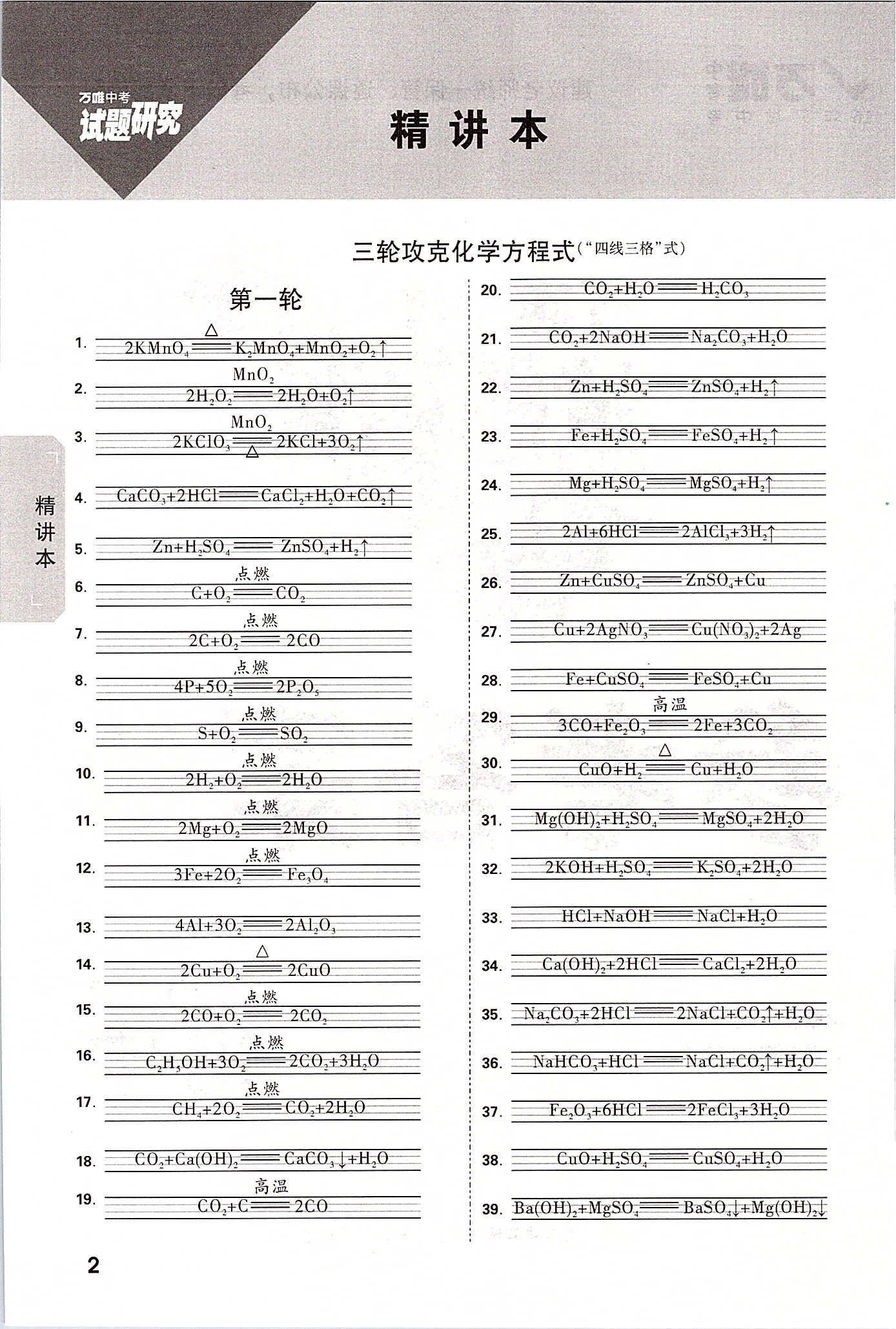 2020年万唯中考试题研究化学沈阳专用 参考答案第1页