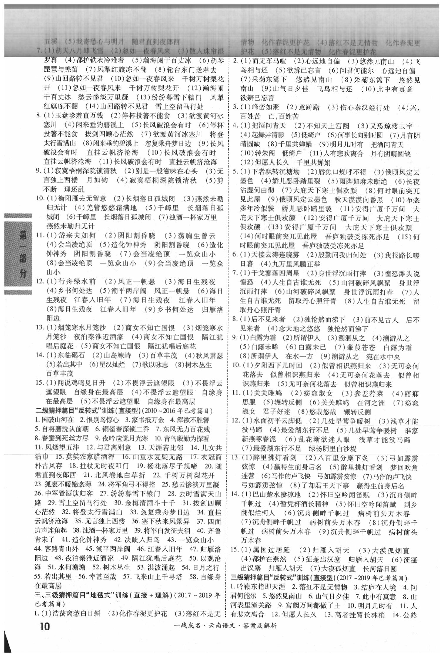 2020年一戰(zhàn)成名云南中考考前新方案語文 第10頁