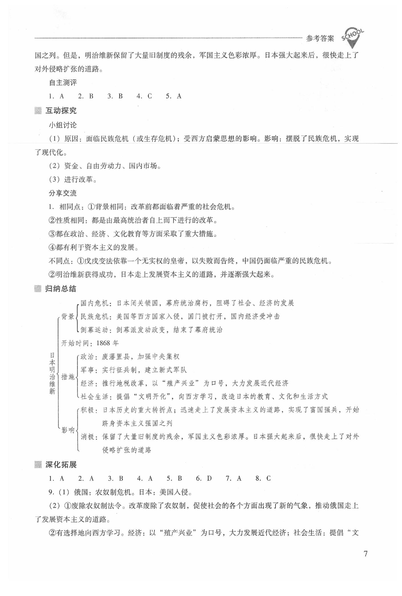 2020年新課程問(wèn)題解決導(dǎo)學(xué)方案九年級(jí)世界歷史下冊(cè)人教版 參考答案第7頁(yè)