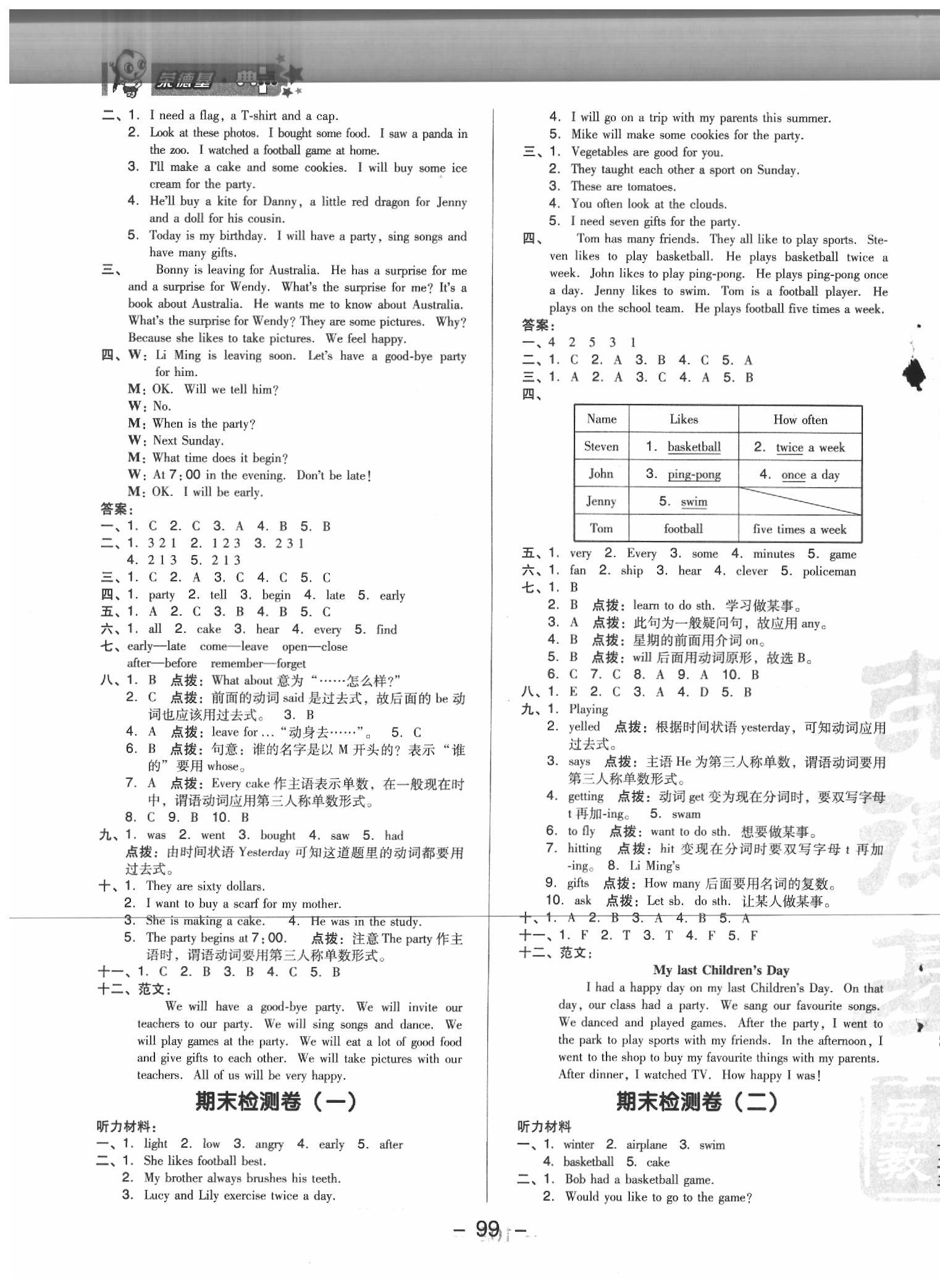 2020年綜合應(yīng)用創(chuàng)新題典中點(diǎn)六年級(jí)英語(yǔ)下冊(cè)冀教版三起 參考答案第3頁(yè)