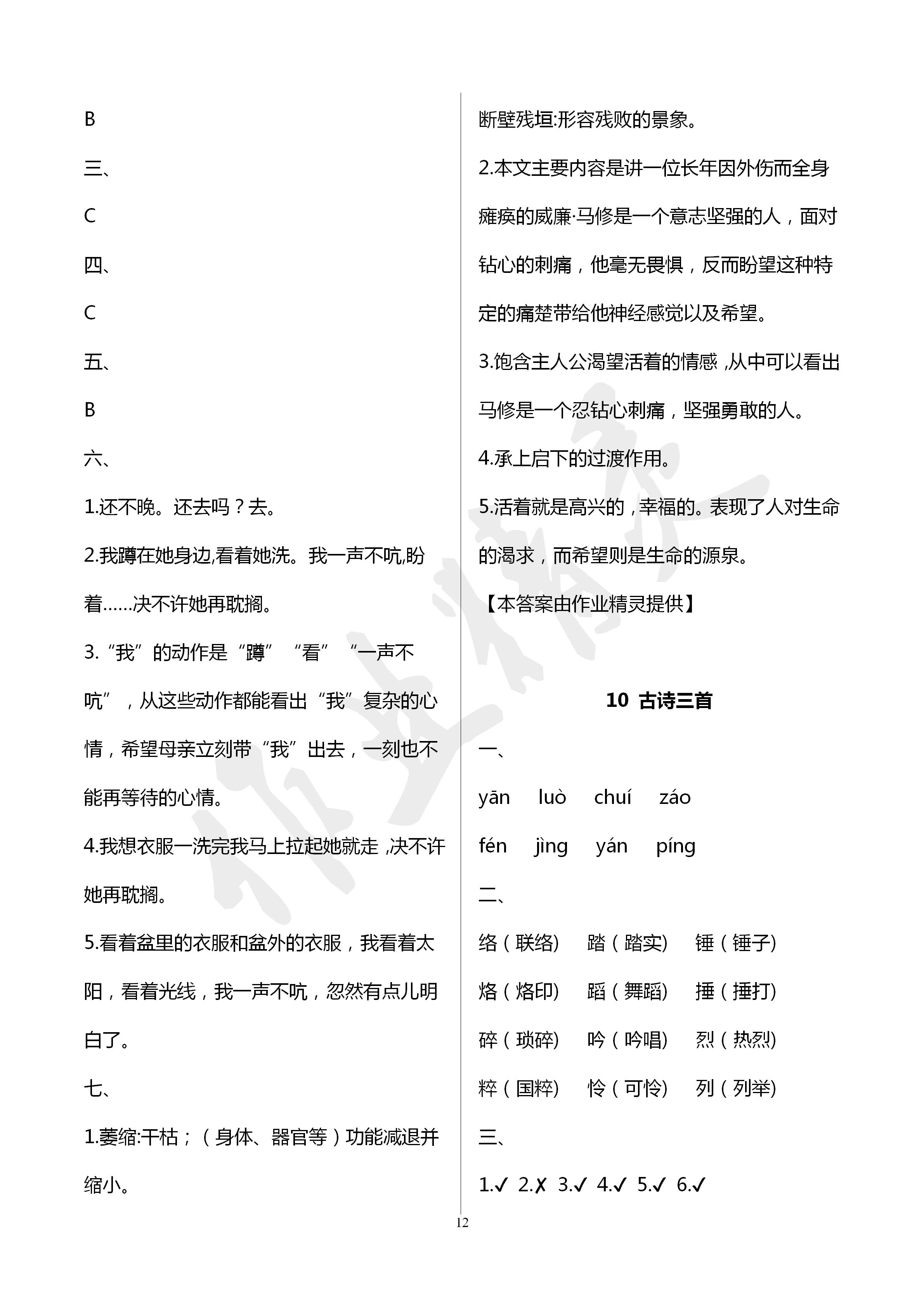 2020年云南省標準教輔同步指導訓練與檢測六年級語文下冊人教版 第12頁