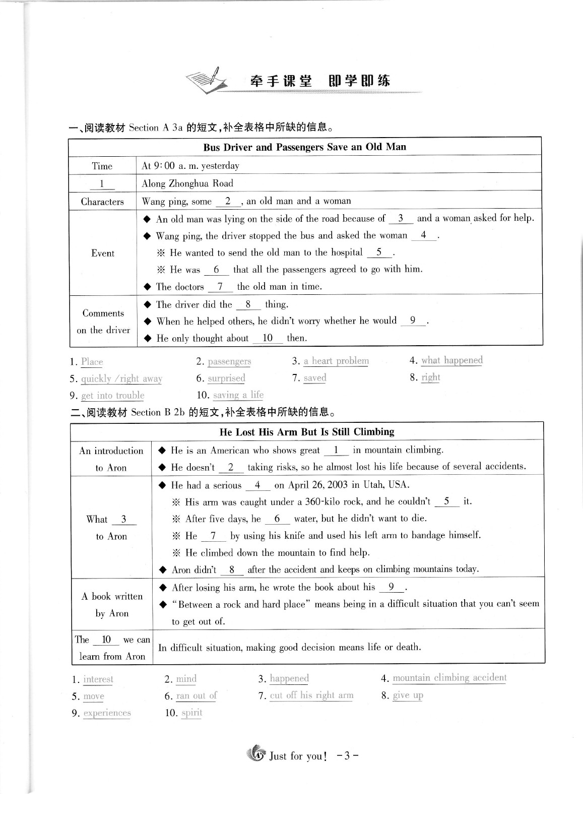 2020年蓉城優(yōu)課堂給力A加八年級英語下冊人教版 參考答案第5頁