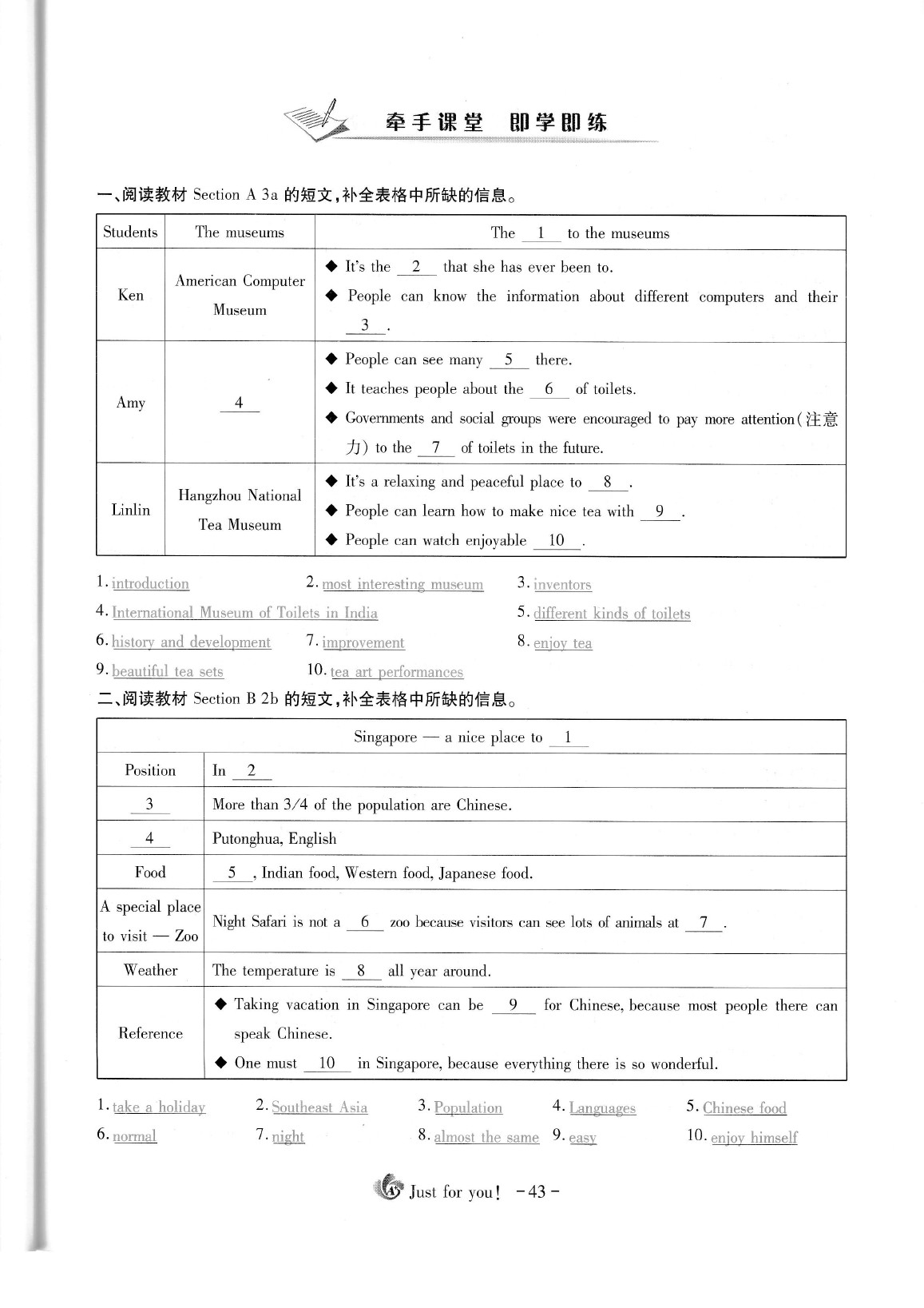 2020年蓉城優(yōu)課堂給力A加八年級英語下冊人教版 參考答案第46頁