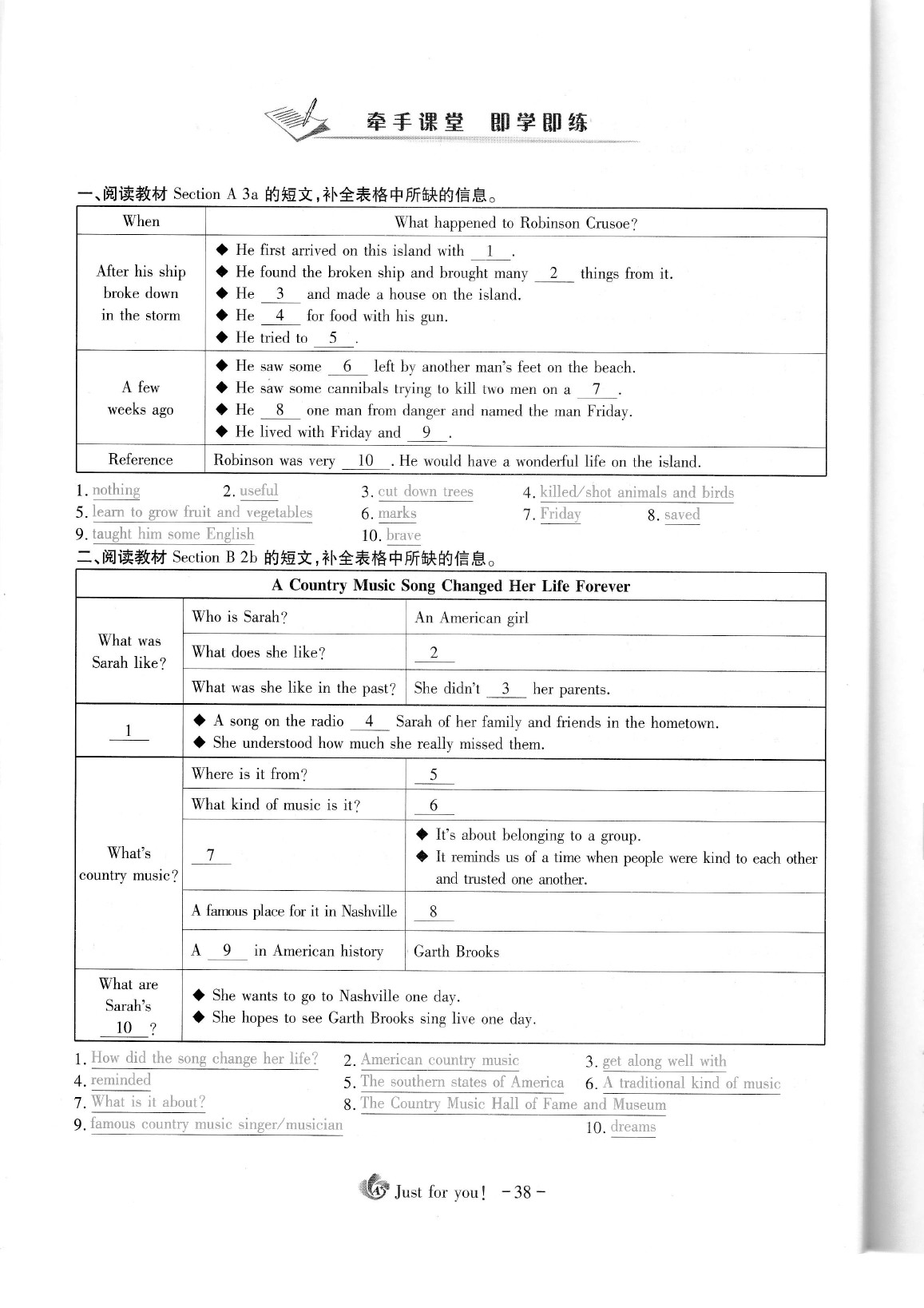 2020年蓉城优课堂给力A加八年级英语下册人教版 参考答案第41页