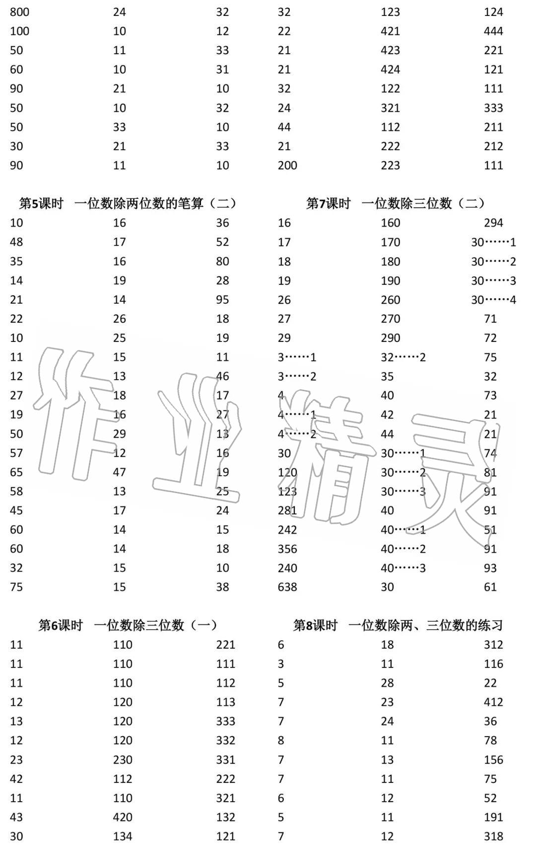 2020年小学数学口算速算心算三年级下册人教版 参考答案第3页