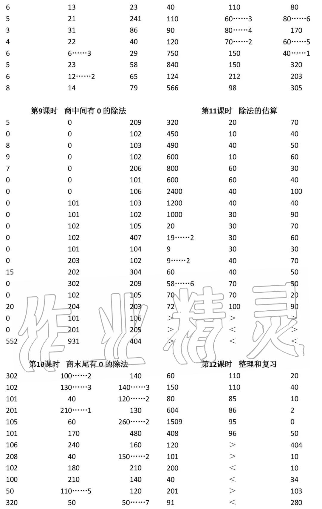 2020年小学数学口算速算心算三年级下册人教版 参考答案第4页