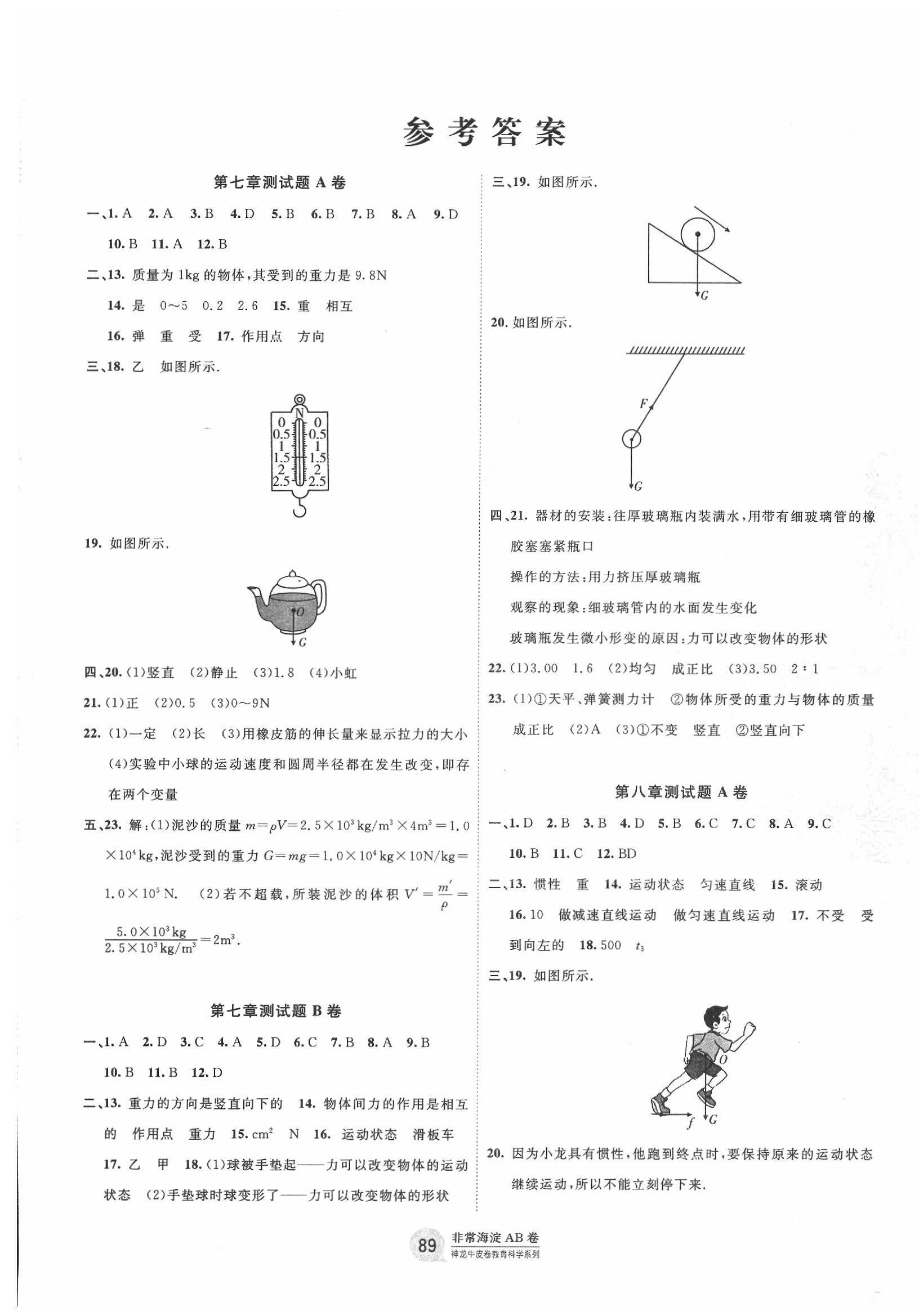 2020年海淀單元測試AB卷八年級物理下冊人教版 第1頁