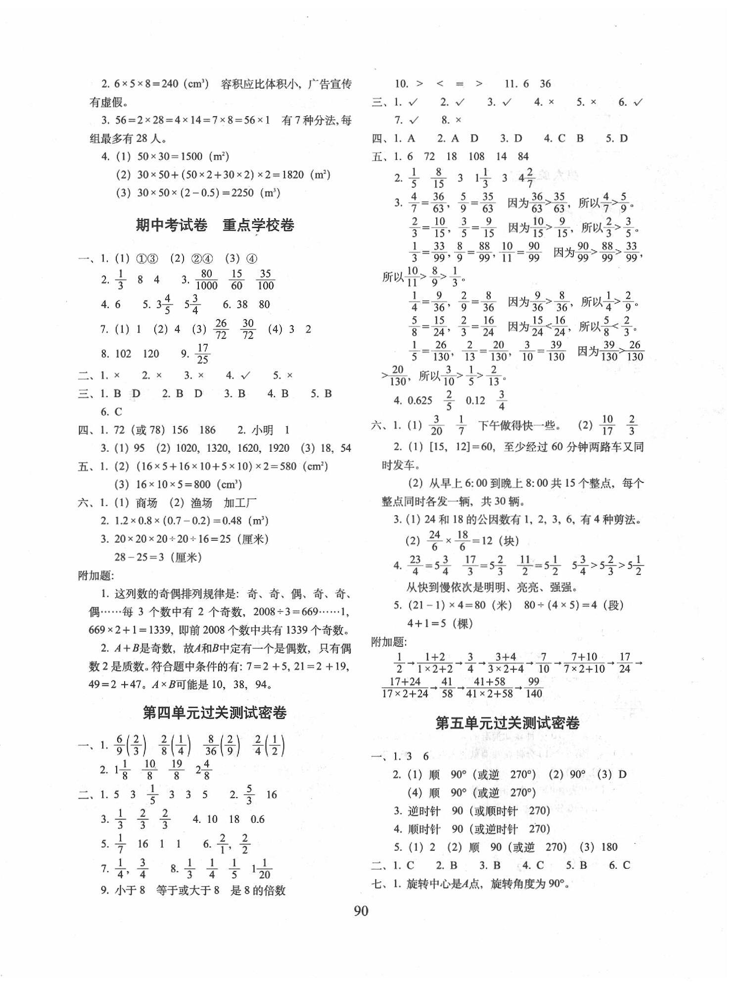 2020年期末冲刺100分完全试卷五年级数学下册人教版 第2页