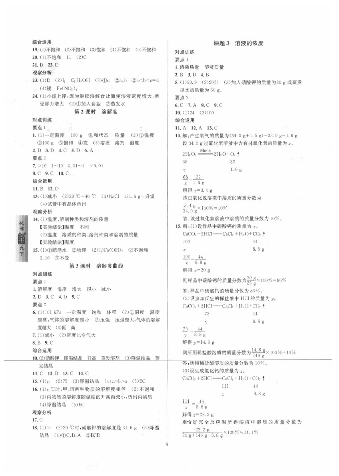 2020年蓉城学堂课课练九年级化学下册人教版 第4页