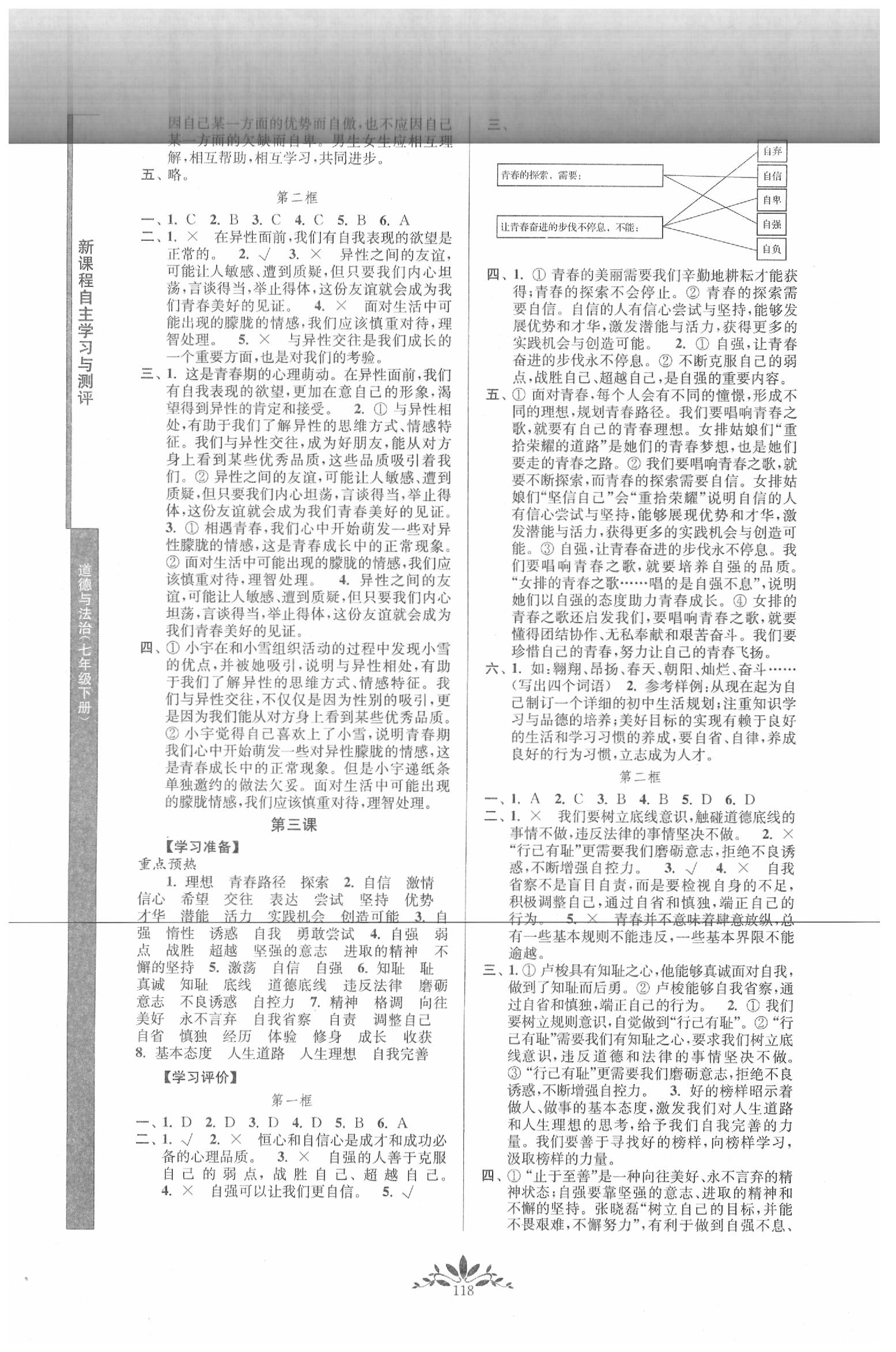 2020年新课程自主学习与测评七年级道德与法治下册人教版 第2页