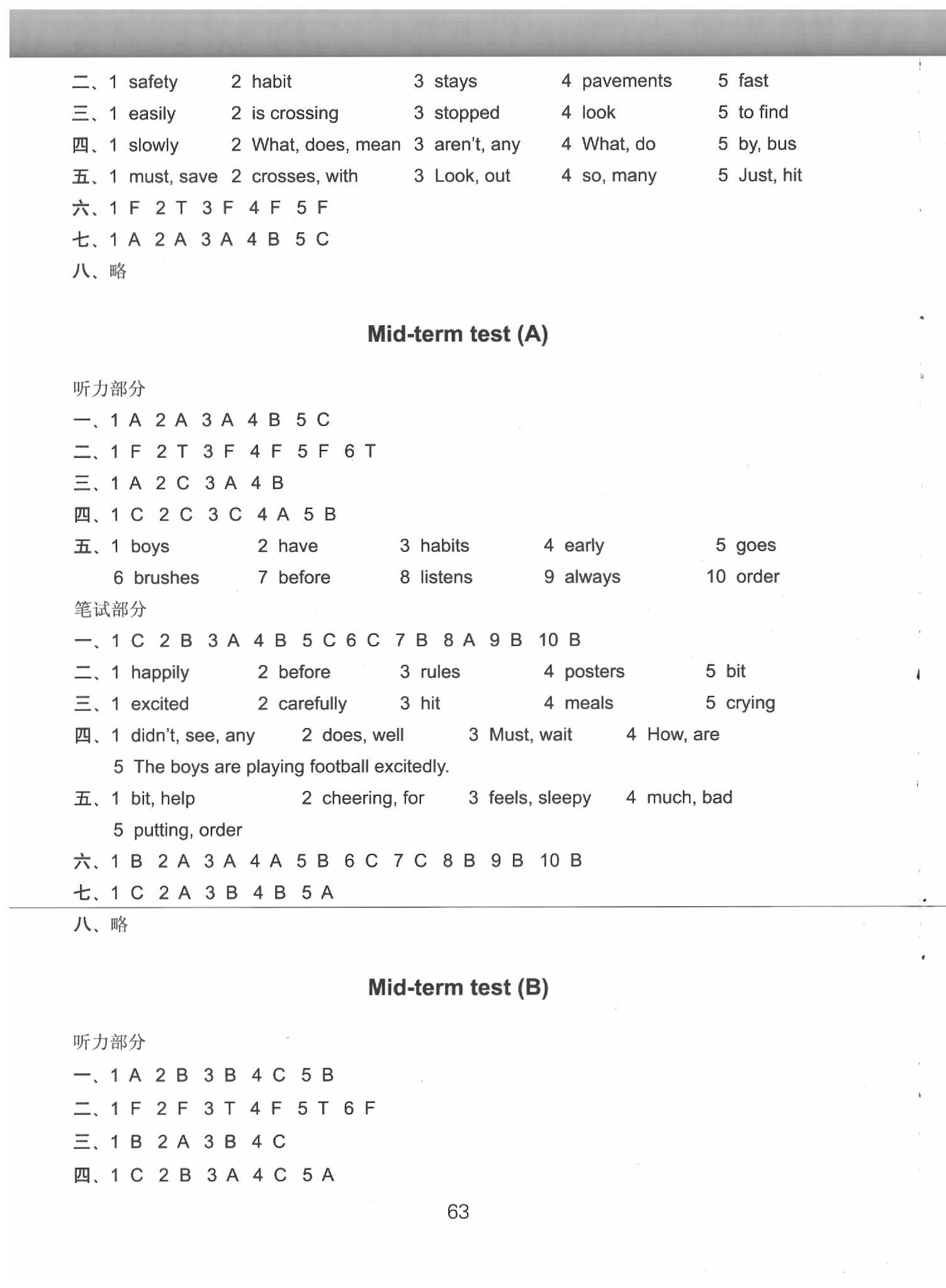 2020年課課練小學英語活頁卷六年級下冊譯林版 參考答案第3頁