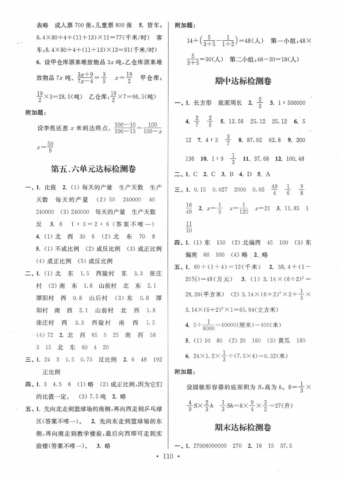 2020年江蘇好卷六年級(jí)數(shù)學(xué)下冊江蘇版 參考答案第2頁