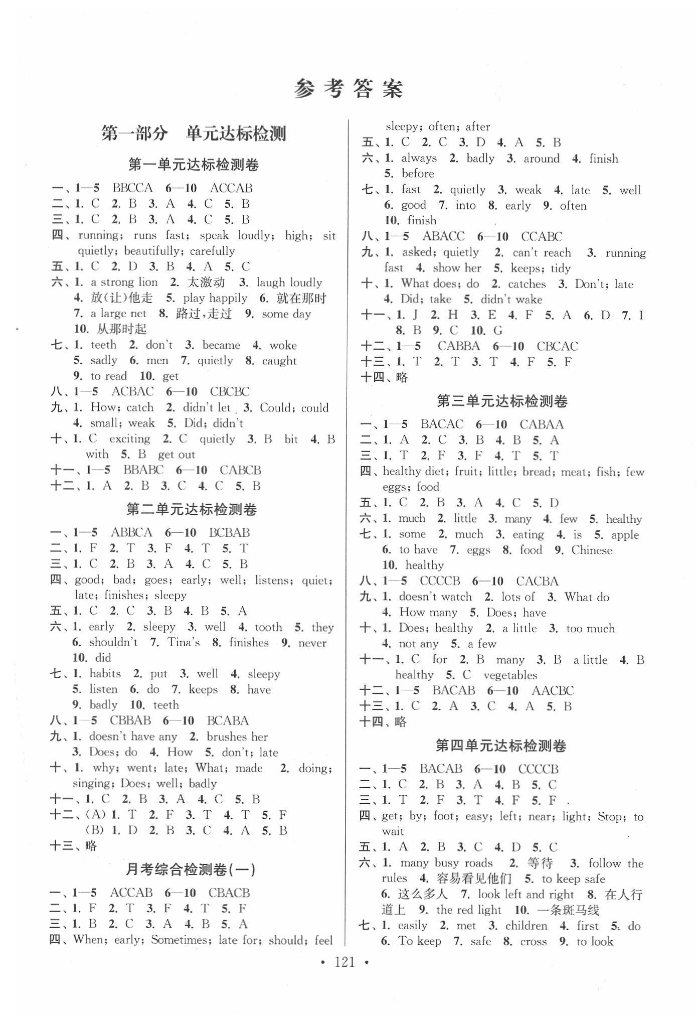 2020年江苏好卷六年级英语下册译林版 参考答案第1页