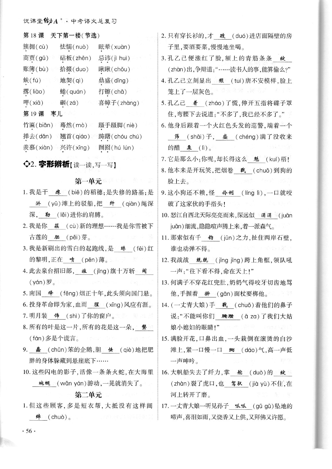 2020年蓉城優(yōu)課堂給力A加九年級語文中考復習 參考答案第59頁