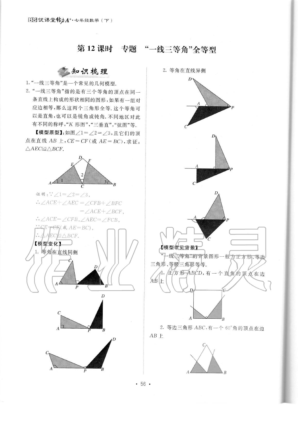 2020年蓉城优课堂给力A加七年级数学下册北师大版 参考答案第58页