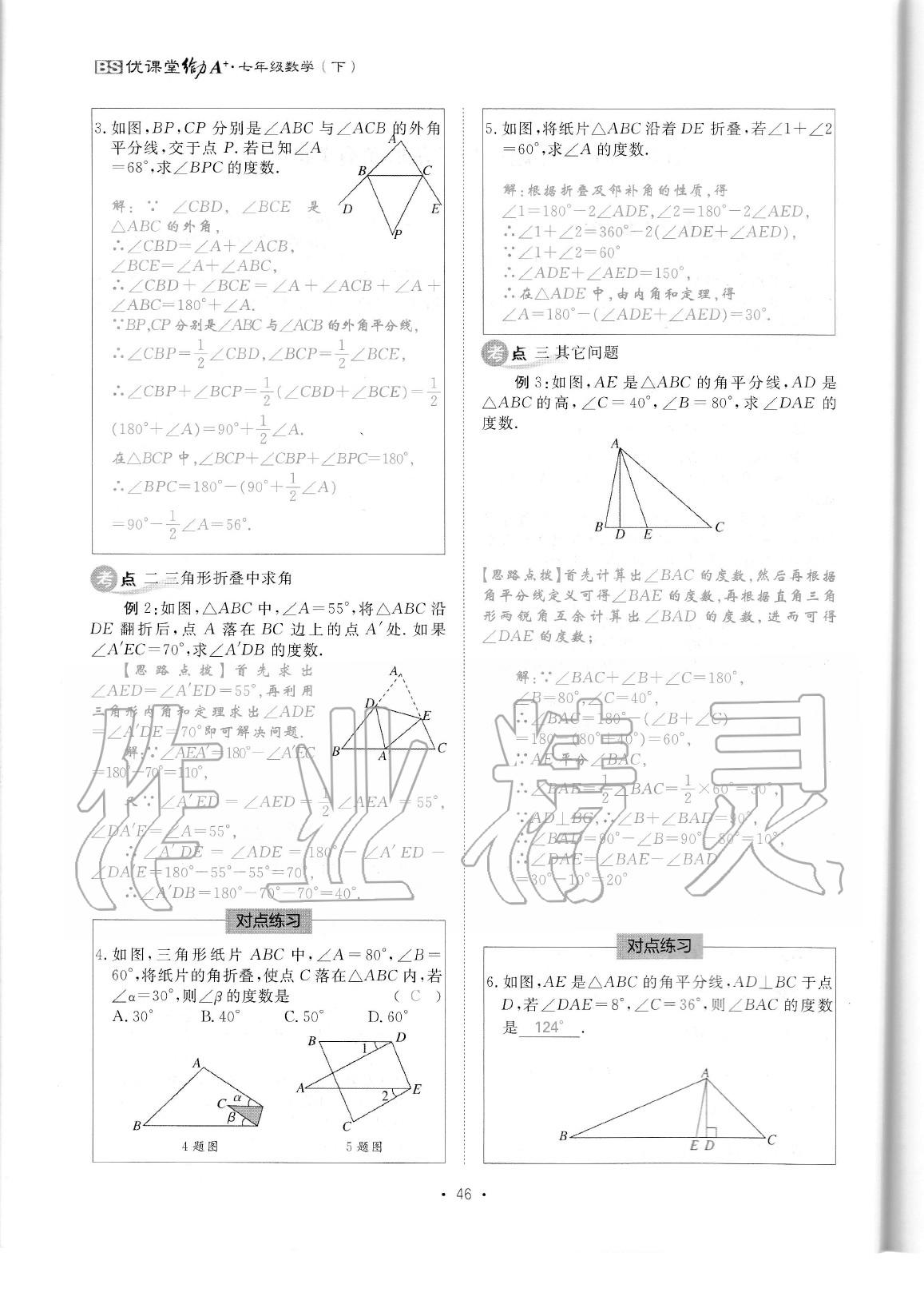 2020年蓉城优课堂给力A加七年级数学下册北师大版 参考答案第48页