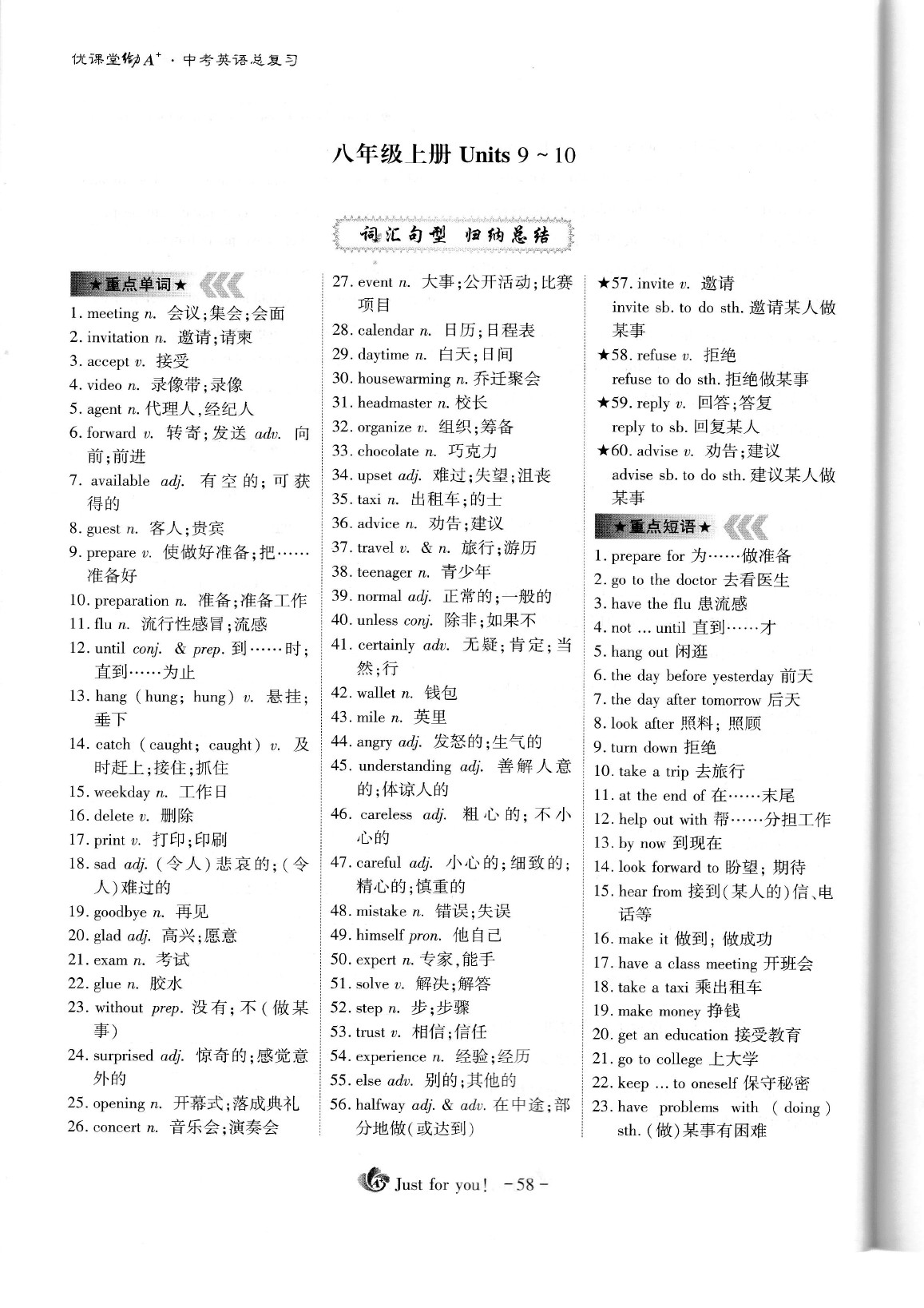 2020年蓉城优课堂给力A加九年级英语中考复习 参考答案第63页