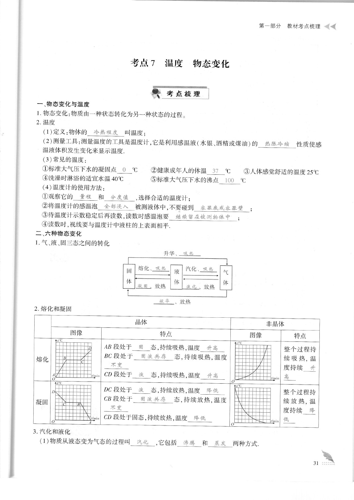 2020年蓉城优课堂给力A加九年级物理中考复习 参考答案第34页