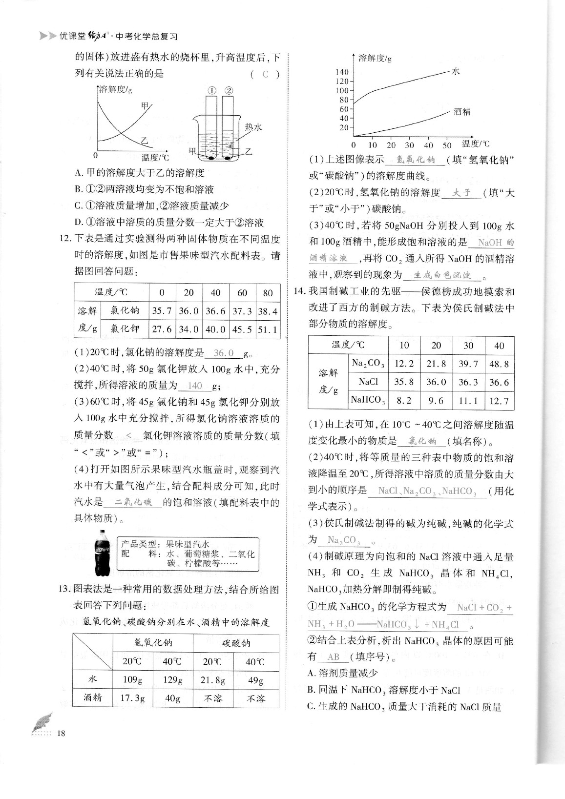 2020年蓉城优课堂给力A加九年级化学中考复习 参考答案第21页