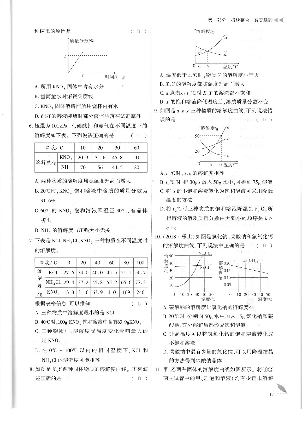 2020年蓉城优课堂给力A加九年级化学中考复习 参考答案第20页