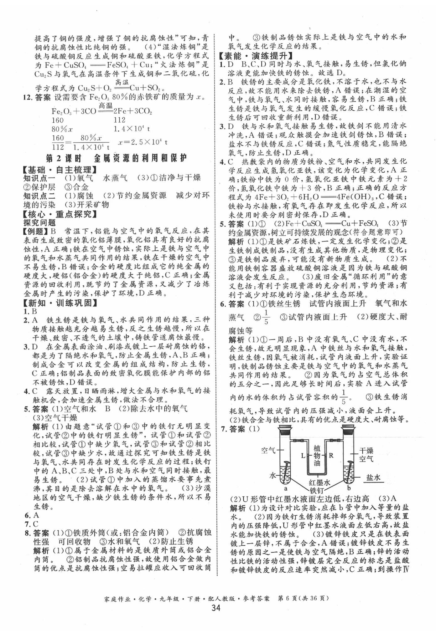 2020年家庭作業(yè)九年級(jí)化學(xué)下冊(cè)人教版 第6頁(yè)