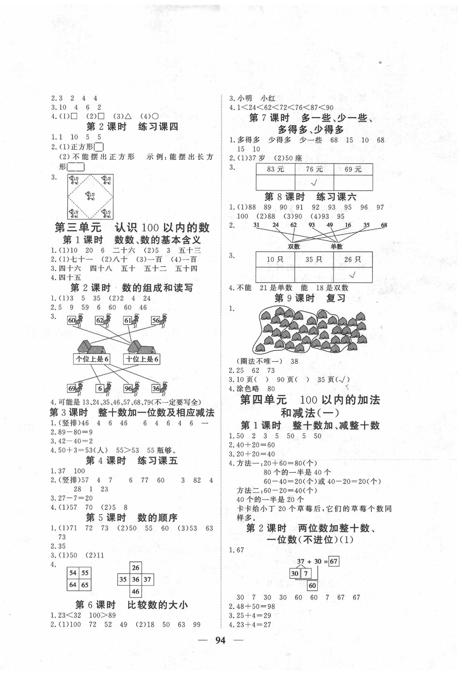 2020年優(yōu)化探究課堂練習(xí)一年級數(shù)學(xué)下冊蘇教版 第2頁