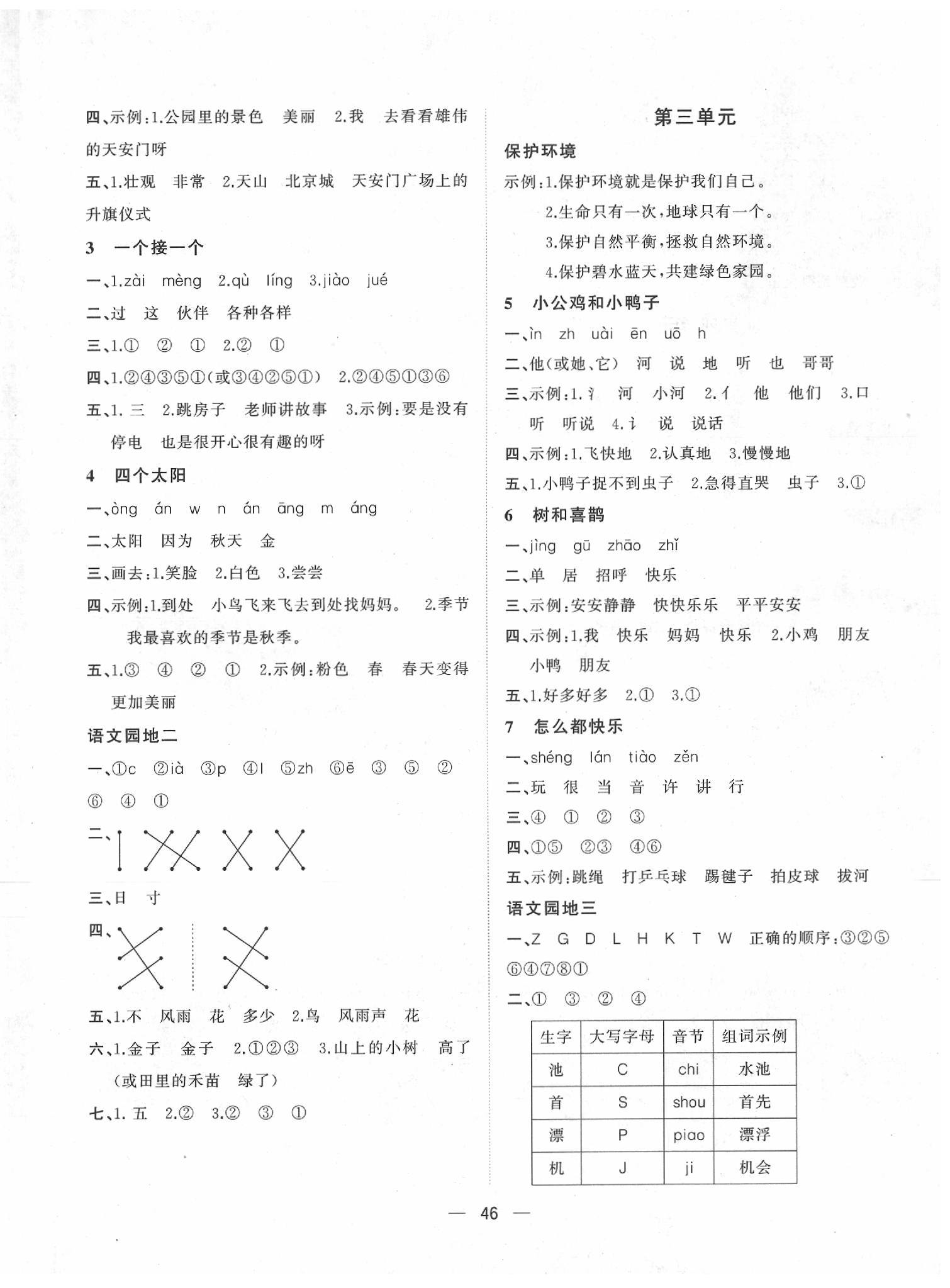 2020年課課優(yōu)課堂小作業(yè)一年級語文下冊人教版 參考答案第2頁