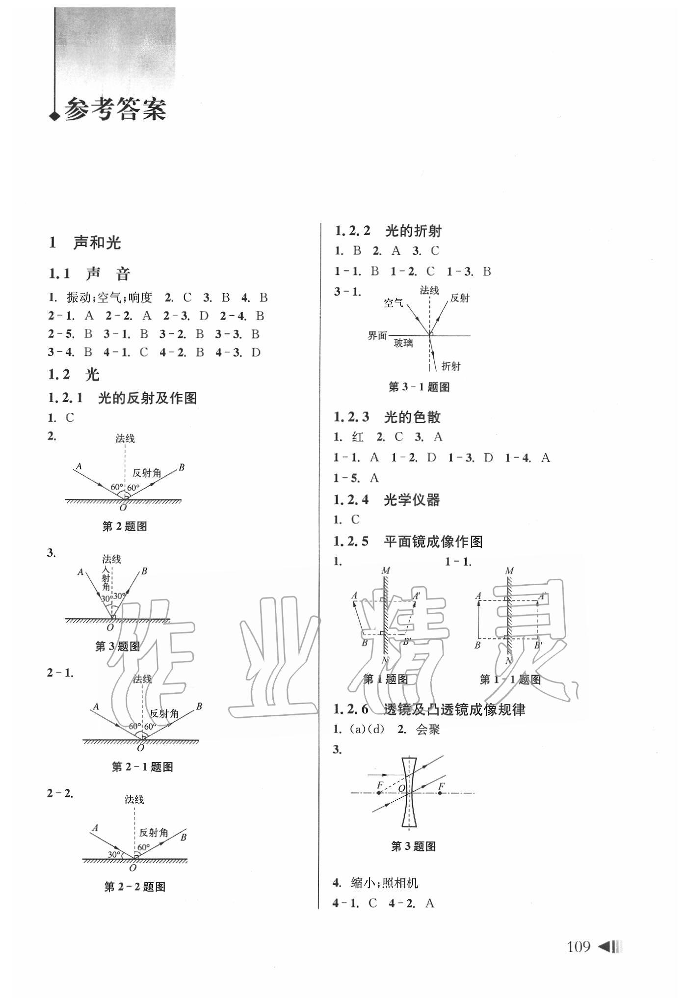 2020年上海中考試題分類匯編物理二模 參考答案第1頁